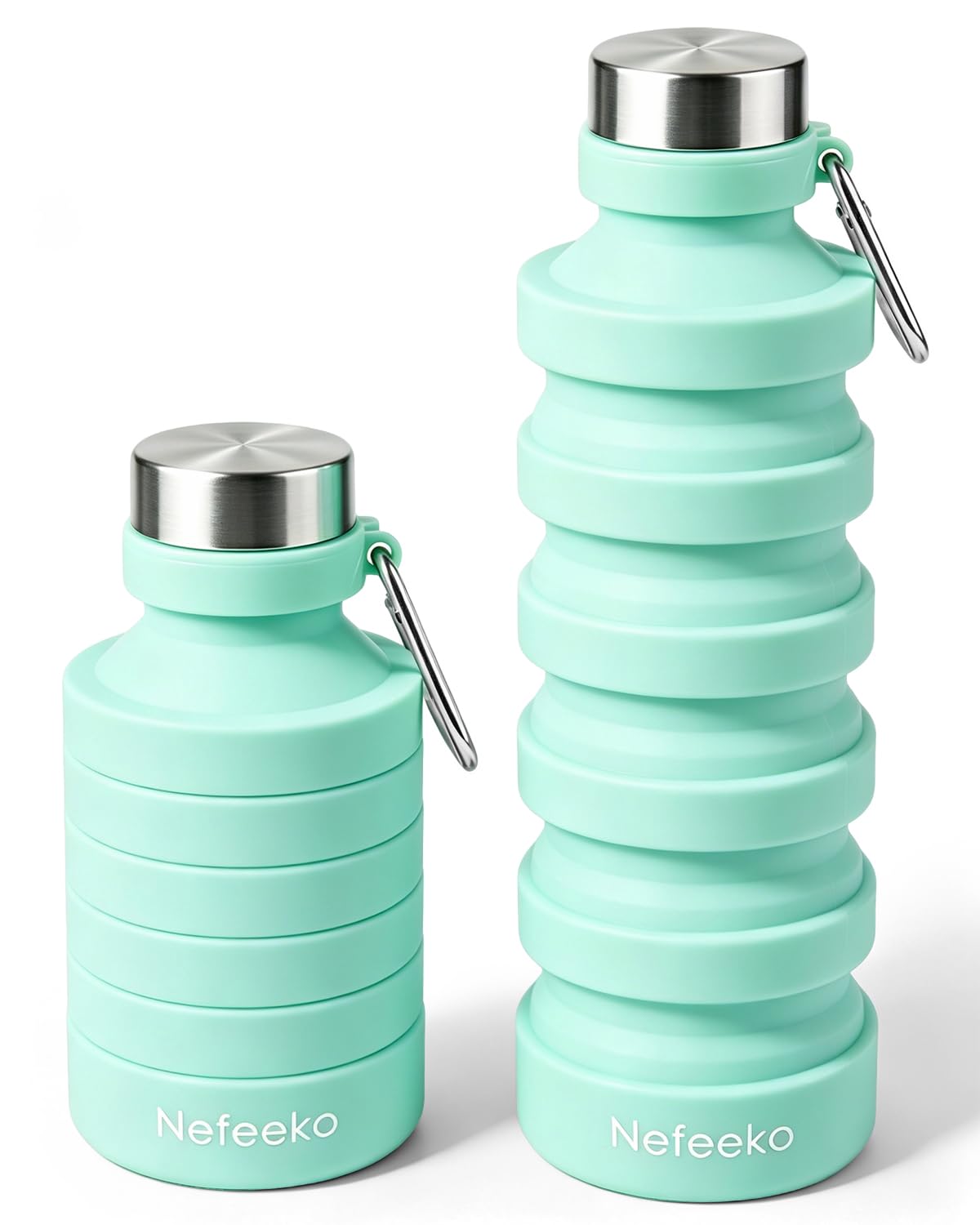 Nefeeko Collapsible Water Bottle, Reuseable BPA Free Silicone Water Bottles