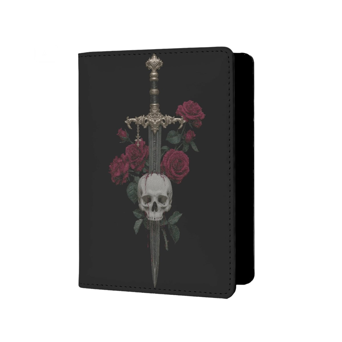 Mens Skull Passport Cover for Travel PU Leather Skeleton Passport Holder Protector with Credit Card Slots Passport Holder Purple White Black Onesize