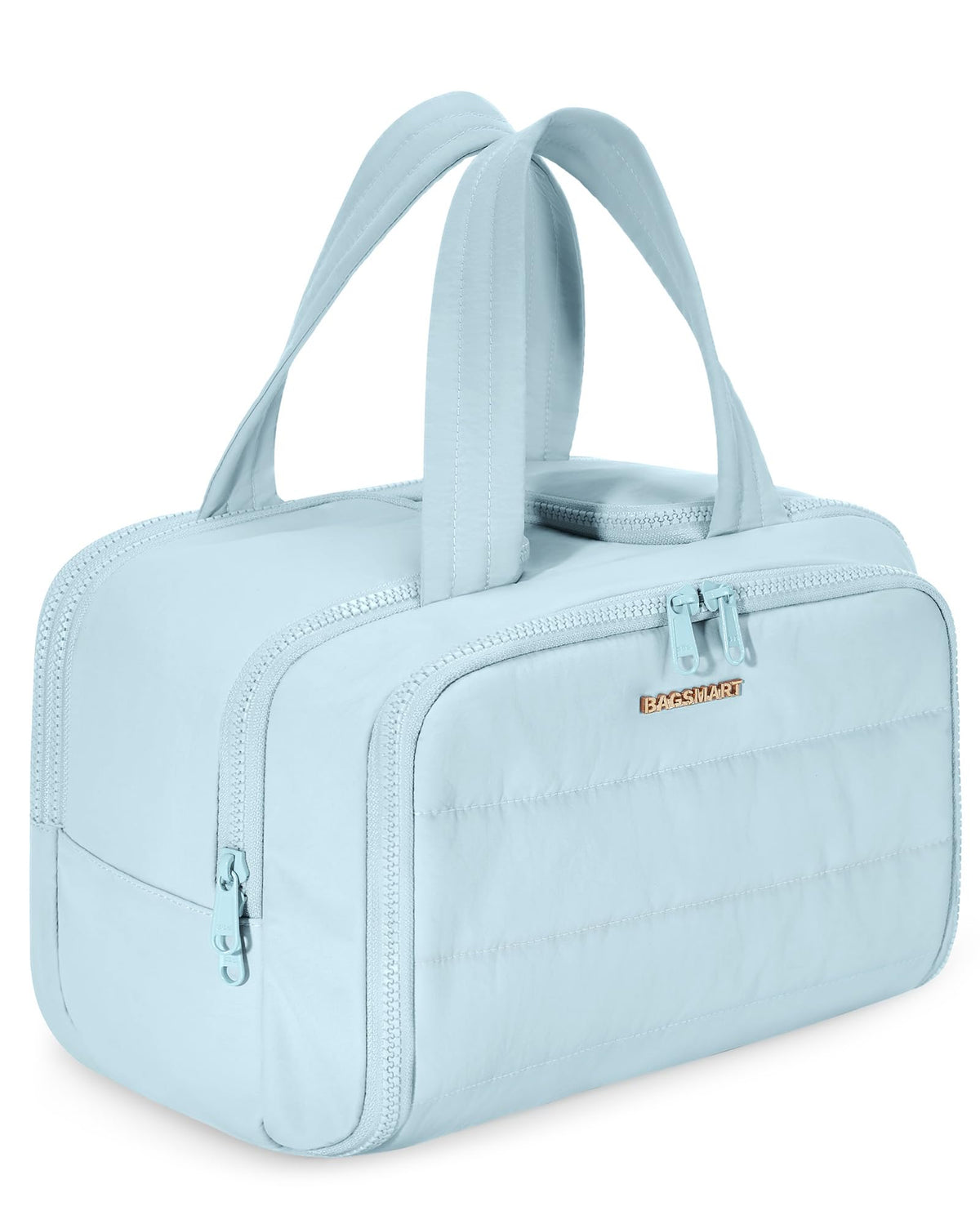 BAGSMART Travel Toiletry Bag, Lightweight Large Wide-open Travel Bag for Women, Puffy Cosmetic Makeup Bag Organizer with Handle for Accessories,Essentials, Toiletries, Black