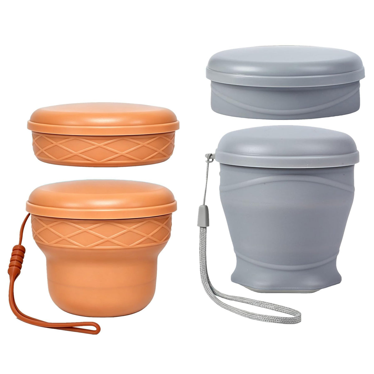 IYYI Collapsible Cup for Traveling, Silicone Foldable Cup, Camping Mug with Lid, Folding Mug for Camping, Hiking, Outdoors, Travel (2 Pack-Blue-Orange)