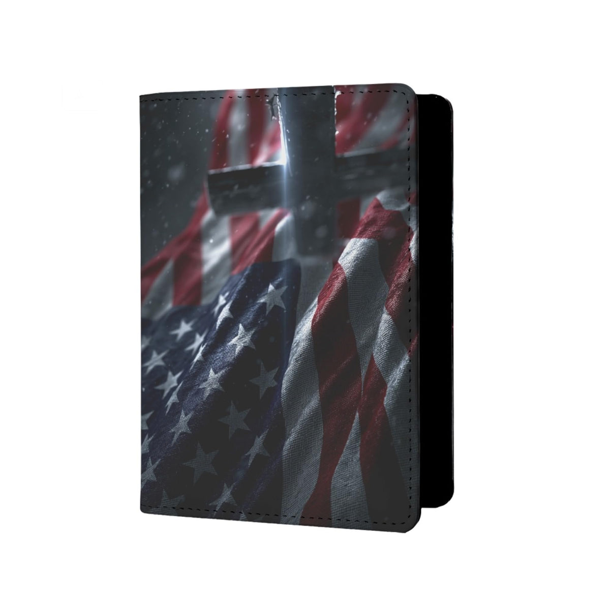 Mens Distressed USA Flag Passport Holder for Travel Womens American Flag Passport Cover Protector with Credit Card Slots Black Brown Orange Onesize