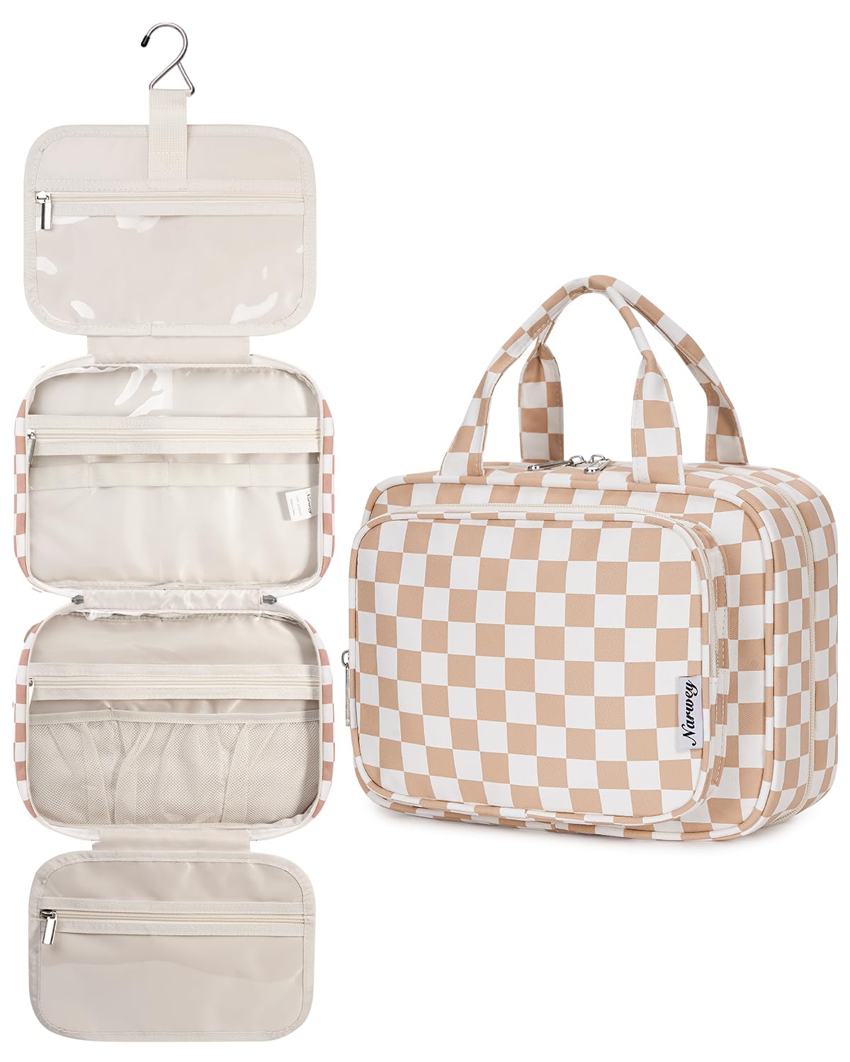 Narwey Hanging Toiletry Bag for Women, Travel Makeup Cosmetic Organizer Bag