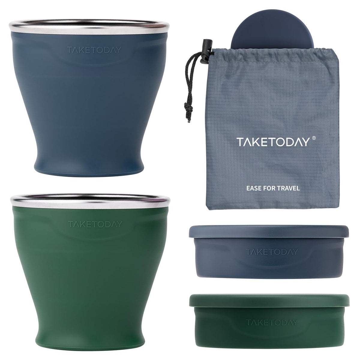 TakeToday Collapsible Cup 8 oz, Foldable with Lid for Travel, Navy