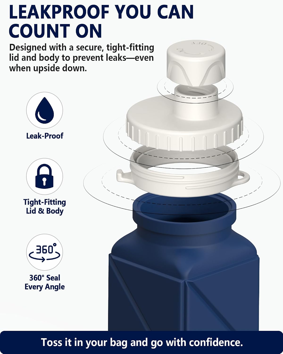 BEAUTAIL Collapsible Water Bottles 21oz/610mL, Silicone Travel Water Bottle