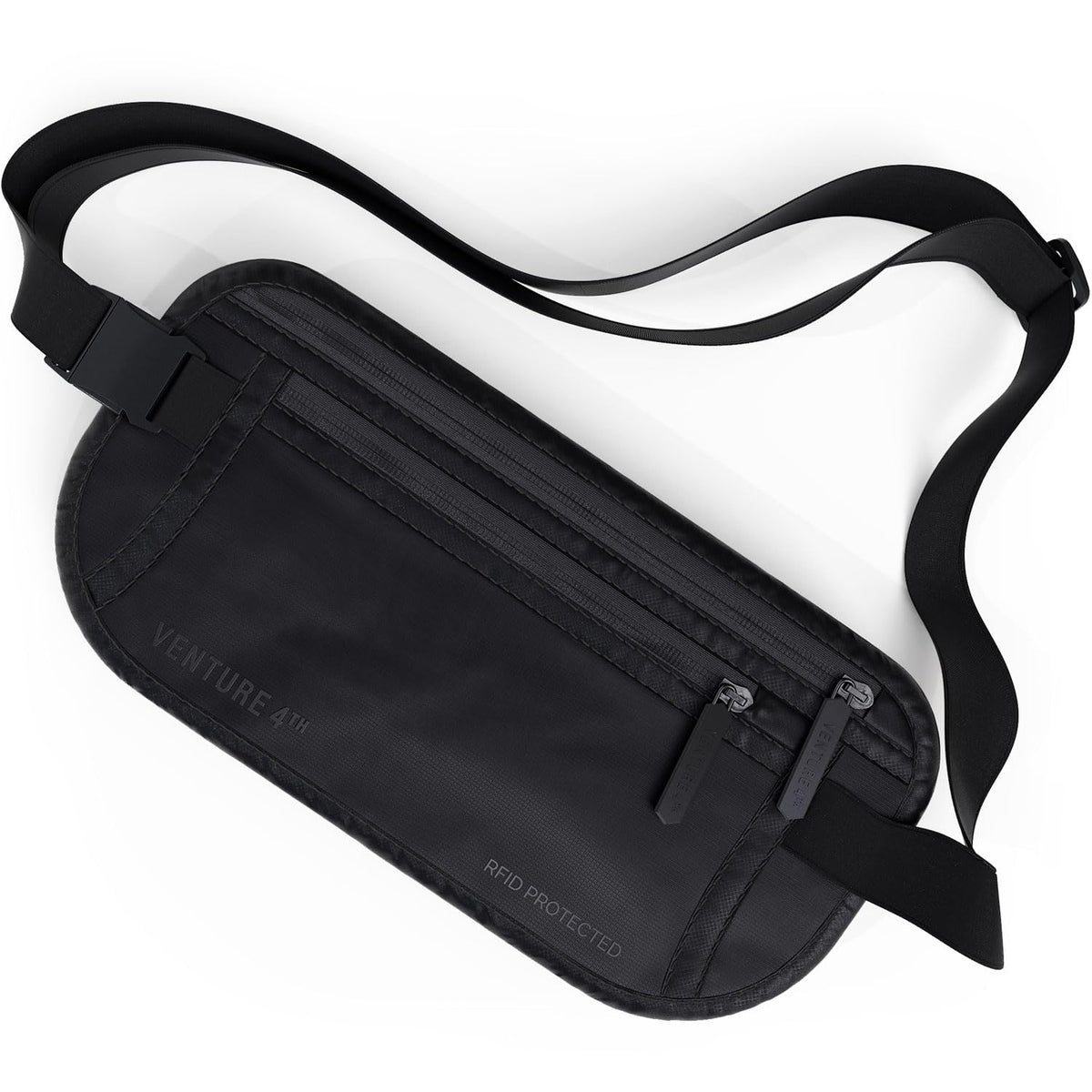 VENTURE 4TH Travel Money Belt, RFID Blocking Passport Holder - Black