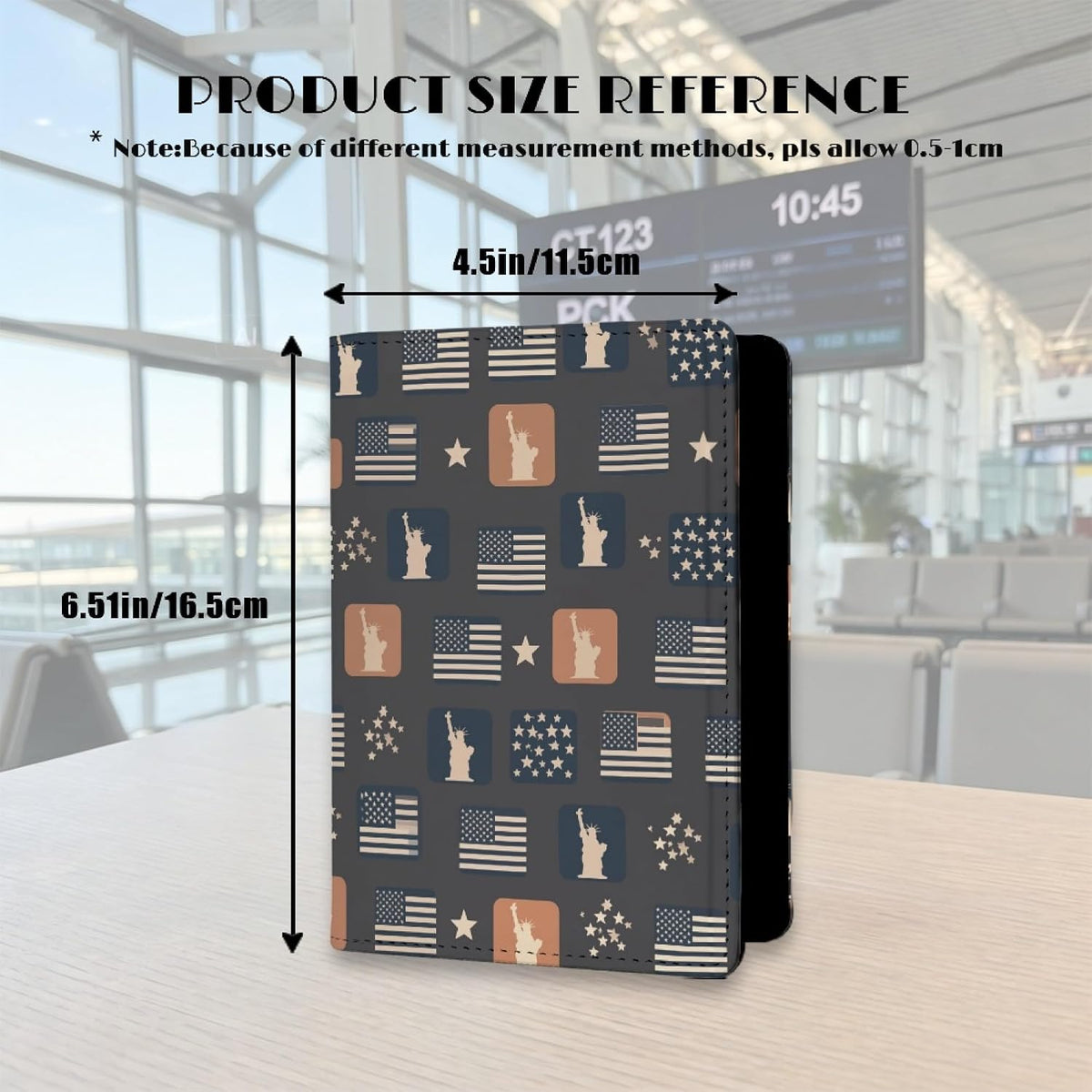 Mens Distressed USA Flag Passport Holder for Travel Womens American Flag Passport Cover Protector with Credit Card Slots Black Brown Orange Onesize