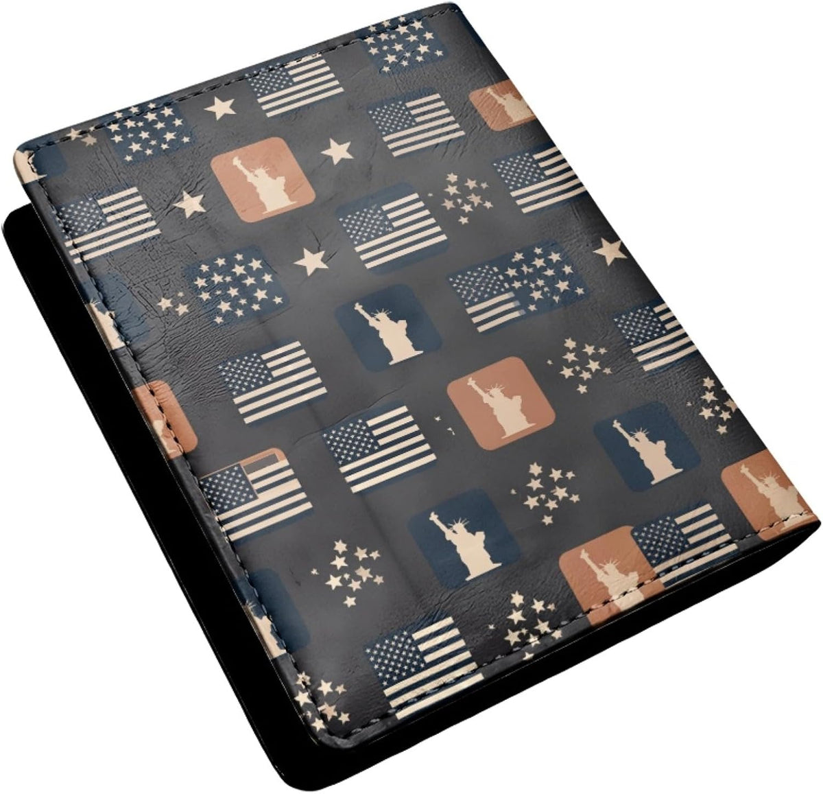 Mens Distressed USA Flag Passport Holder for Travel Womens American Flag Passport Cover Protector with Credit Card Slots Black Brown Orange Onesize