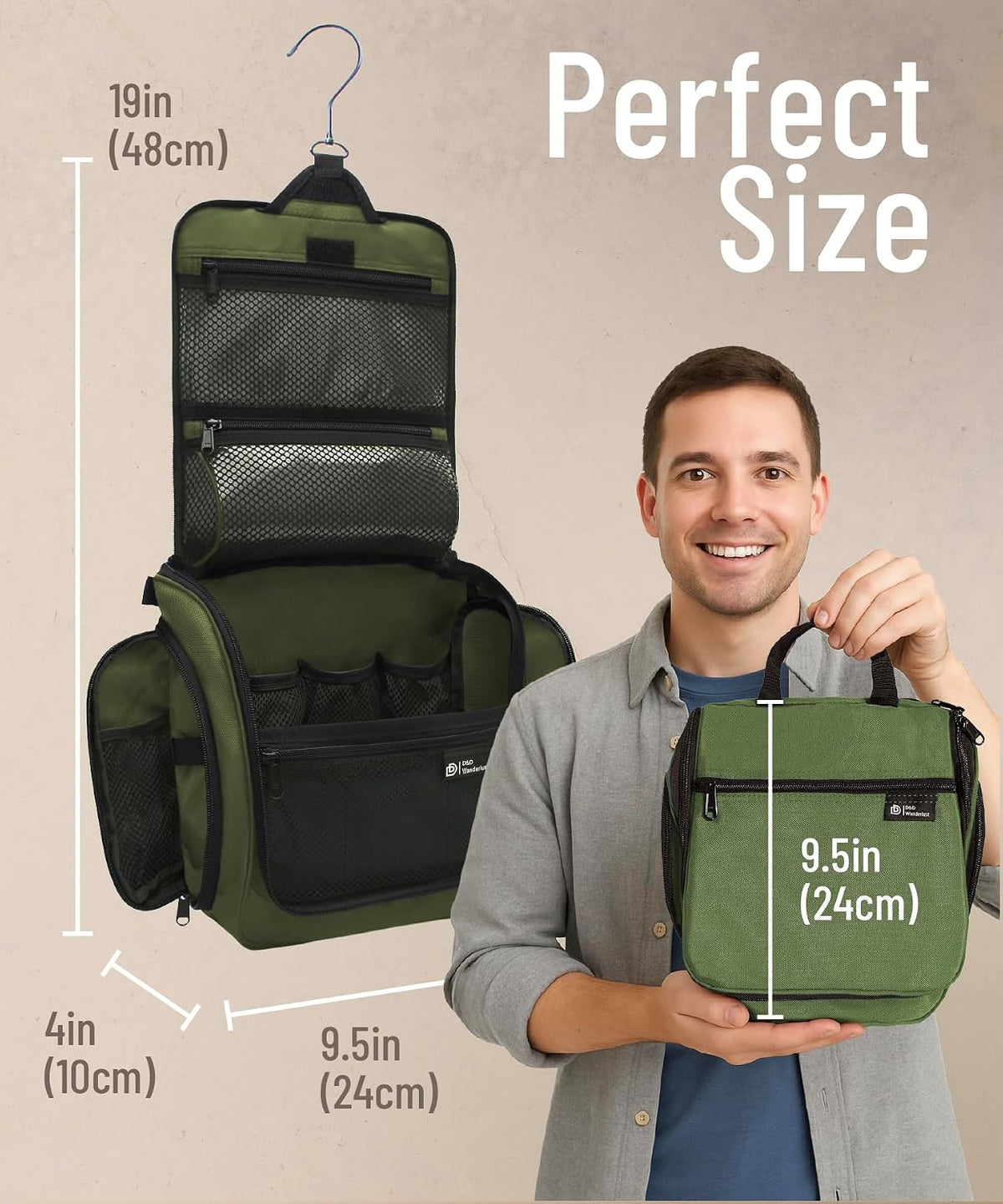 D&D Wanderlust Hanging Travel Toiletry Bag for Women & Men, Large Organizer
