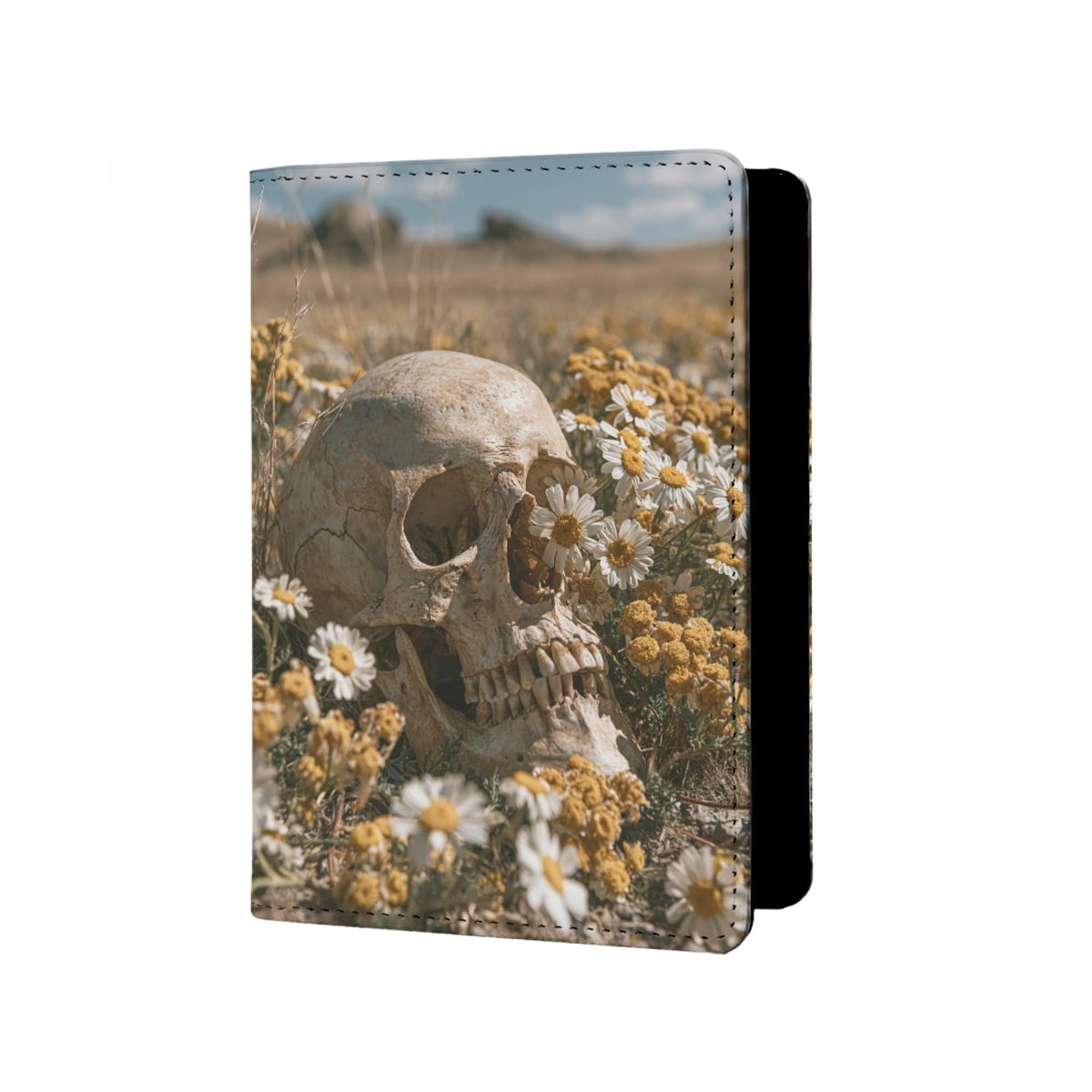 Mens Skull Passport Cover for Travel PU Leather Skeleton Passport Holder Protector with Credit Card Slots Passport Holder Purple White Black Onesize