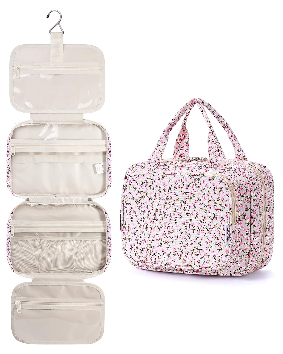 Narwey Hanging Toiletry Bag for Women, Travel Makeup Cosmetic Organizer Bag