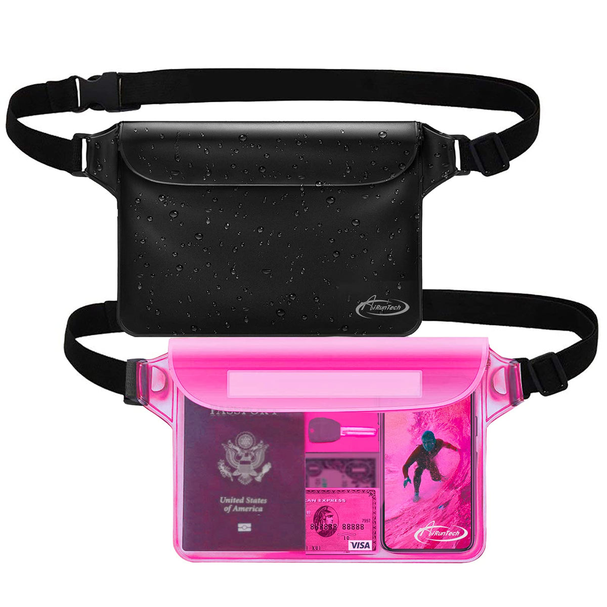 AiRunTech Waterproof Fanny Pack,Phone Pouch Dry Bag for Passport Wallet Purse,Floating Waterproof Bags for Travel Beach Swimming Kayaking Boating Cruise Accessories