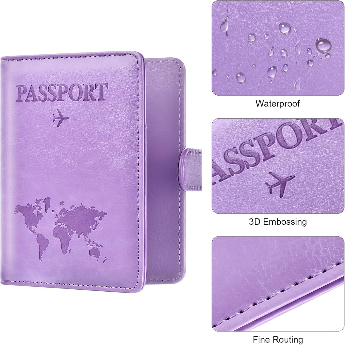 Eoehro Passport Holder for Travel Essentials, Passport Wallet Cover Case for Travel Must Haves Accessories,Passport Book Holders for Women and Men(Light Purple)