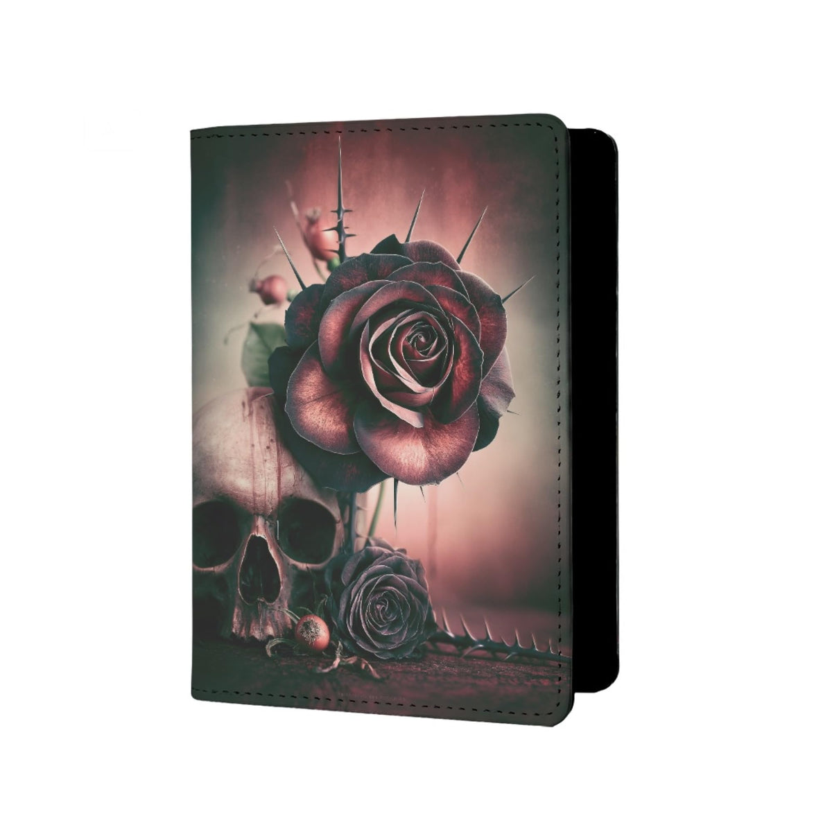 Mens Skull Passport Cover for Travel PU Leather Skeleton Passport Holder Protector with Credit Card Slots Passport Holder Purple White Black Onesize