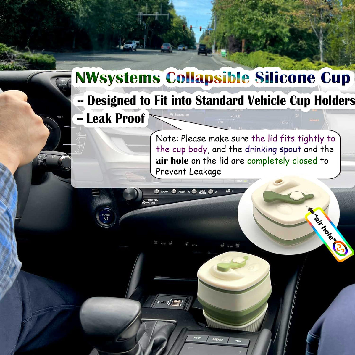 Collapsible Silicone Cup, Safe & Portable, for Hot & Cold Drinks, 18.6 oz (550 ml) - Travel, Camping, Office, and More – Sage Green