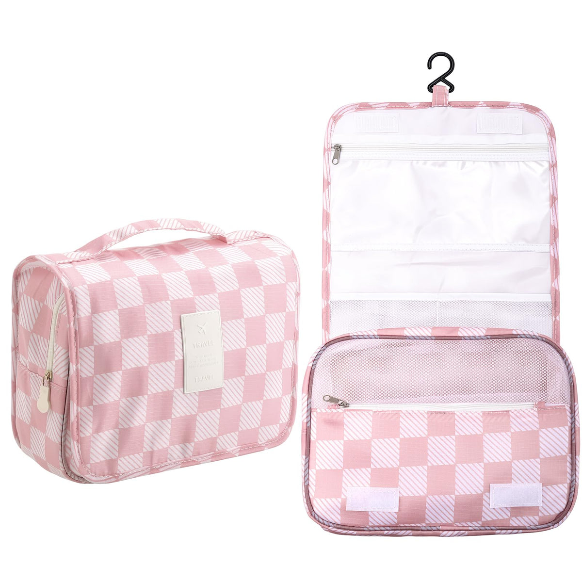 Hanging Toiletry Bag for Women, Portable Cosmetic Summer Beach Bag, Floral