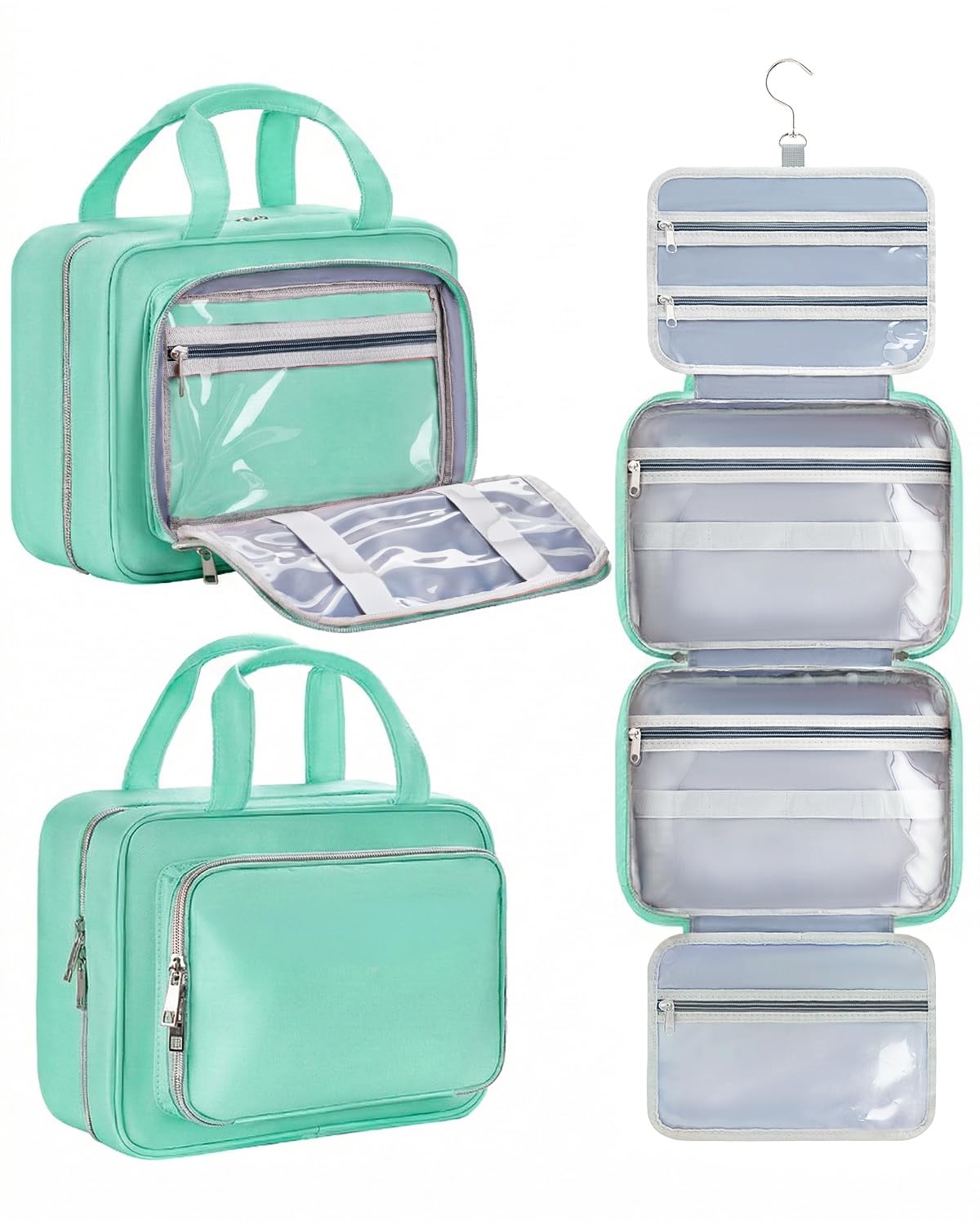 Travel Hanging Toiletry Bag for Women - Waterproof Cosmetic Organizer with Clear Window, Lightweight Bathroom Bags for Essentials, Makeup, Shampoo, Toiletries Pink, Medium