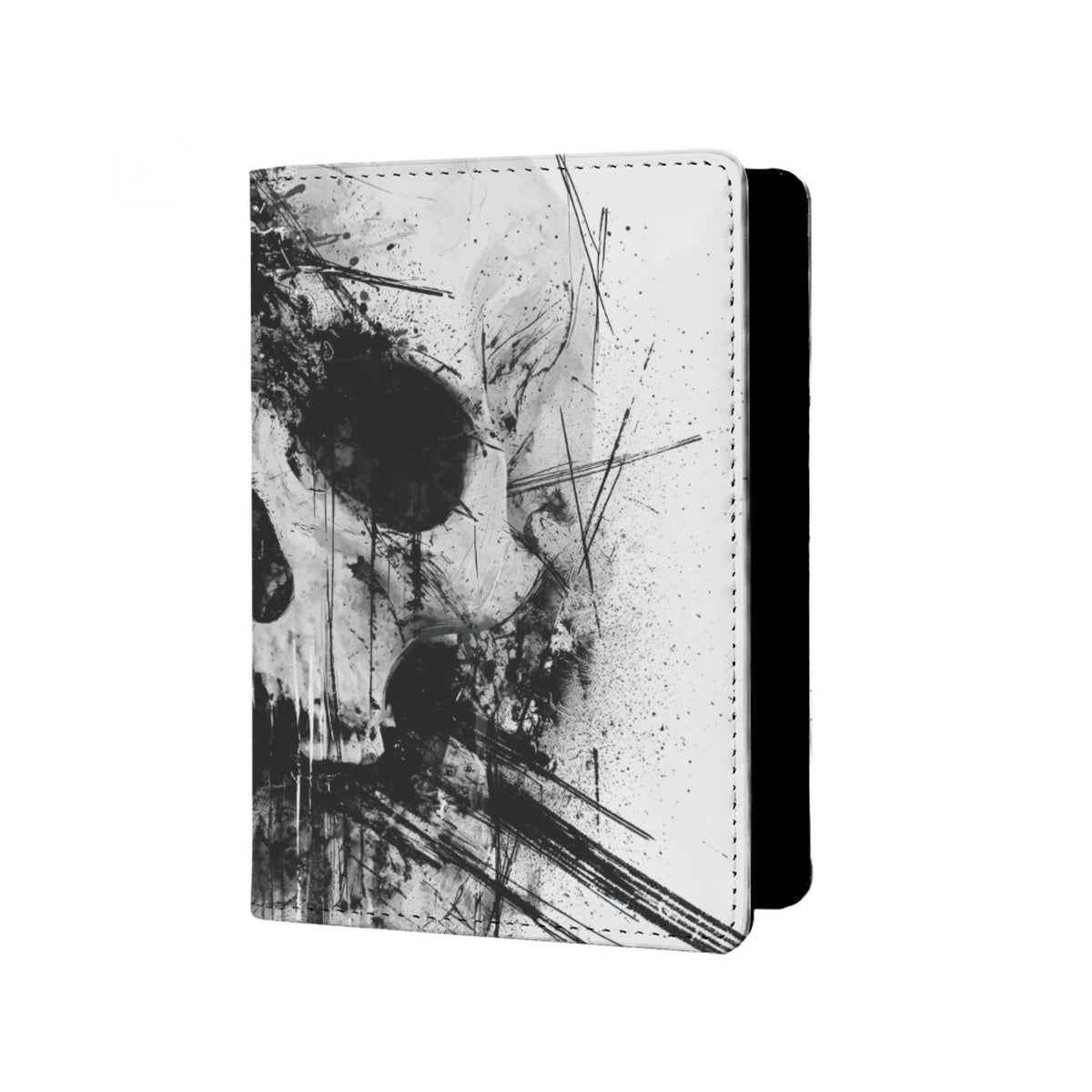 Mens Skull Passport Cover for Travel PU Leather Skeleton Passport Holder Protector with Credit Card Slots Passport Holder Purple White Black Onesize