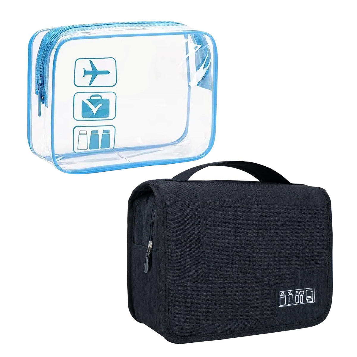 Lcsmaokin Large Capacity Toiletry Bag Travel Bag with Hanging Hook for Men and Women Waterproof Travel Cosmetic Bag Bathroom Storage Bag for Brushes Set,Full-Sized Shampoo,Toiletries,Accessories-Black