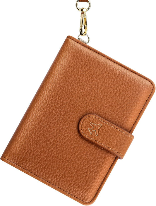 Passport Holder for Travel, Passport Wallet with Neck Strap RFID Blocking, Passport Book Cover Case with Card Slots, Travel Gifts for Women Men