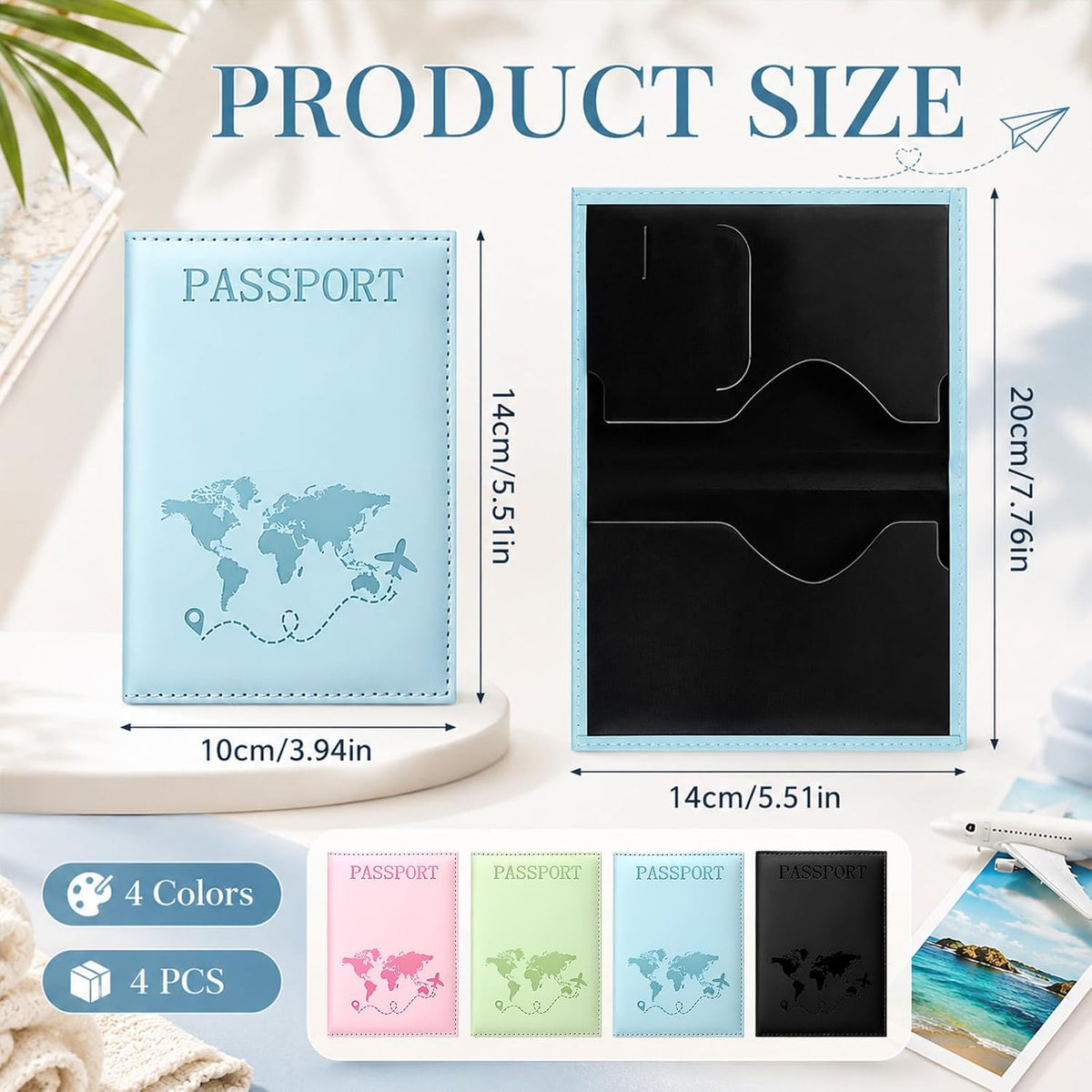 JJUNW 4 Pcs Passport Holder, Passport Wallet Cover Case For Travel