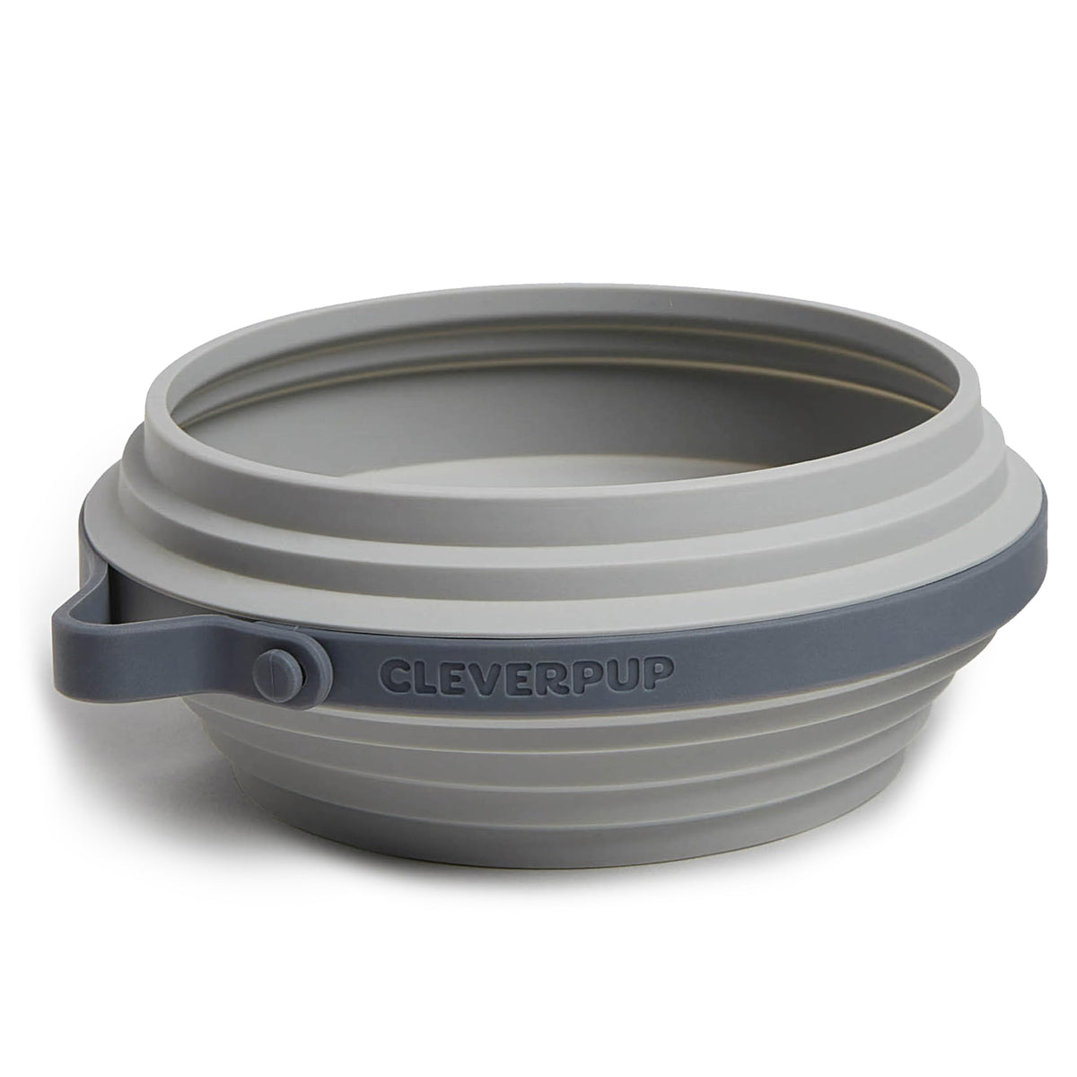 Cleverpup Nomad Small Collapsible Travel Dog Bowl - 2 Cup, Grey Silicone
