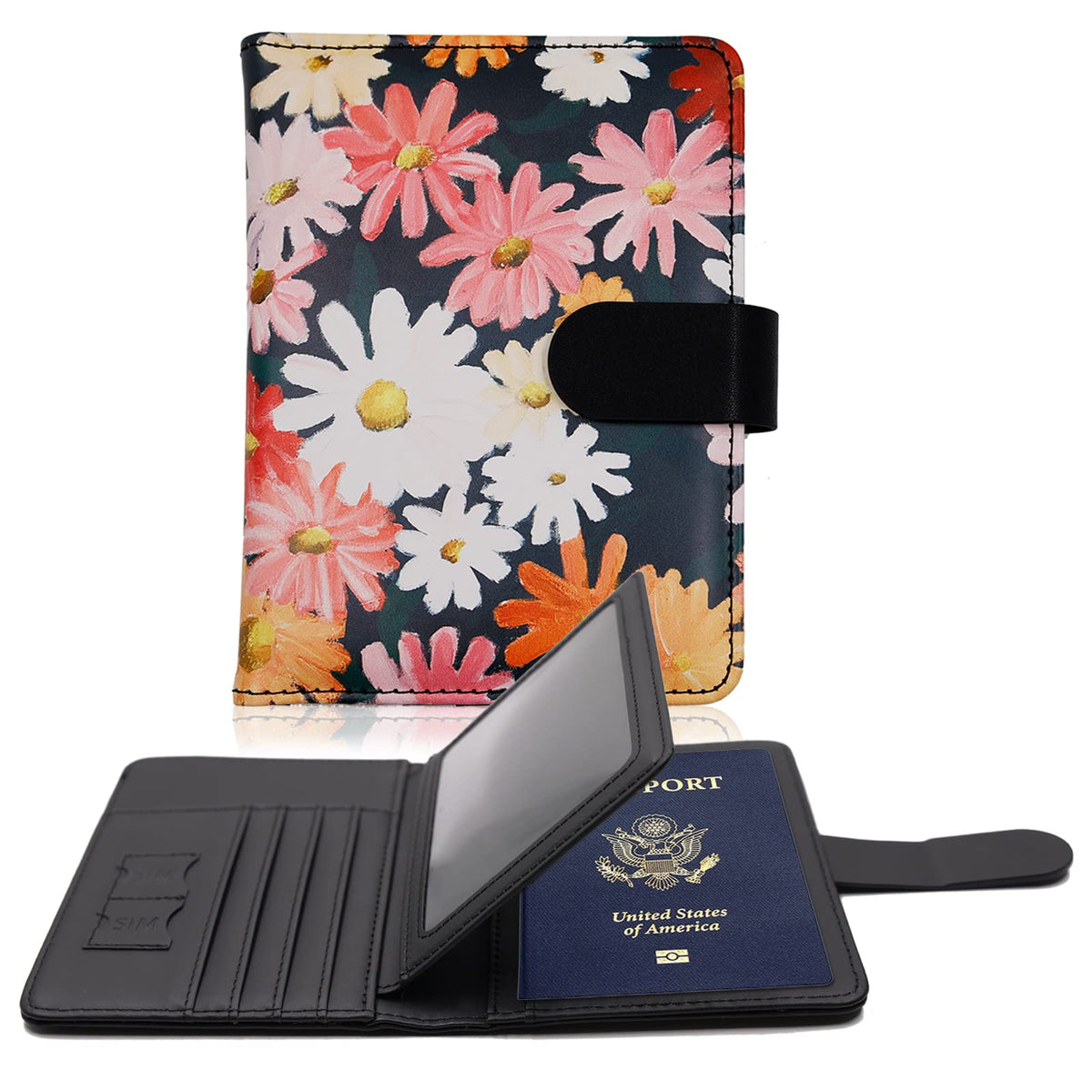 Melsbrinna Rfid Passport Holder for Travel women/Men, Cute Passport Wallet Rfid Blocking Card Slots, Rfid Passport Cover/CaseTravel Wallet, Passport Book Holder (1, Black)