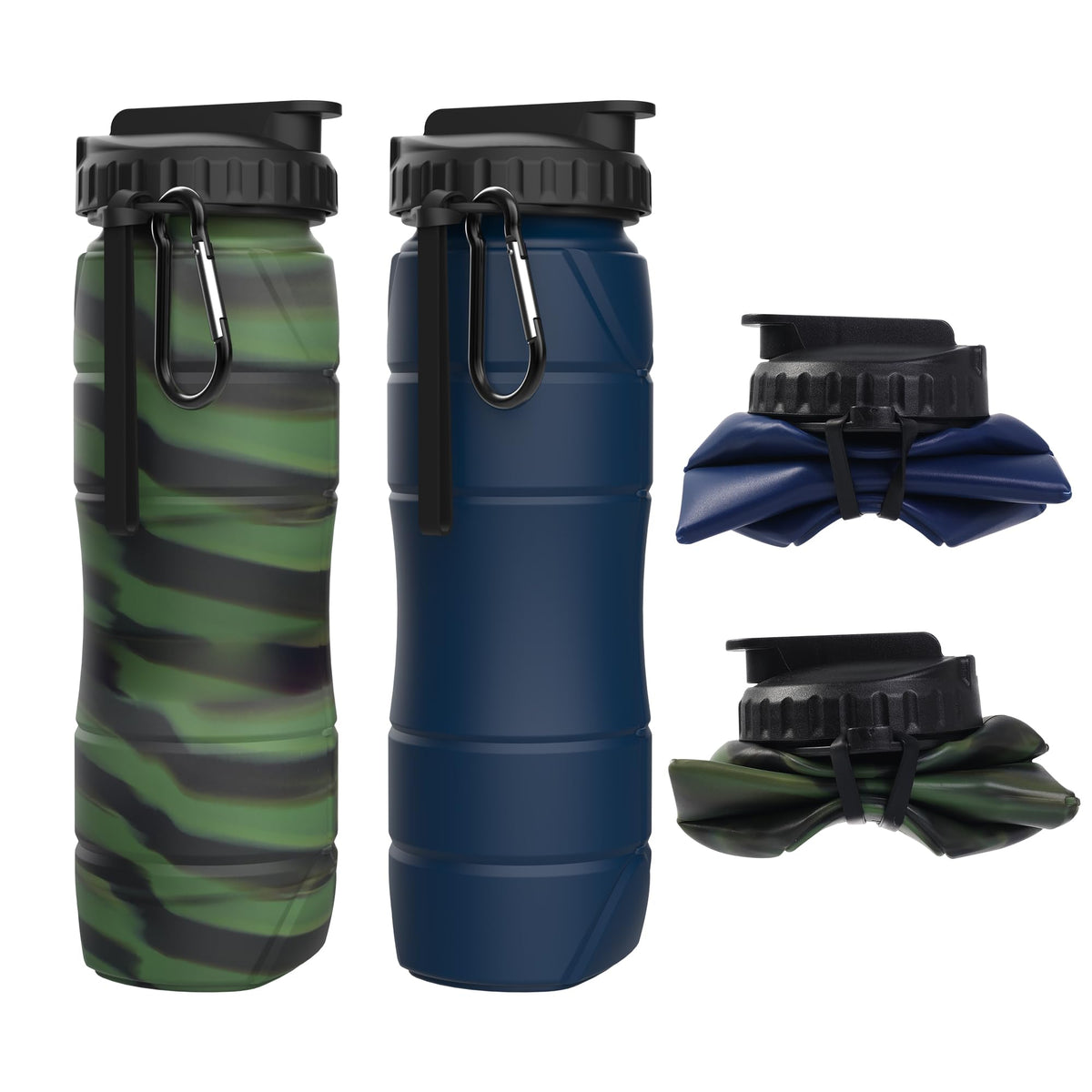 Collapsible Water Bottles, 22oz with Straw for Travel, Gym & Sports