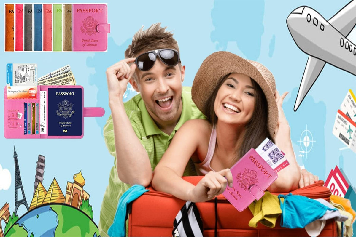 Passport Holder Cover Wallet RFID Blocking, Travel Essentials
