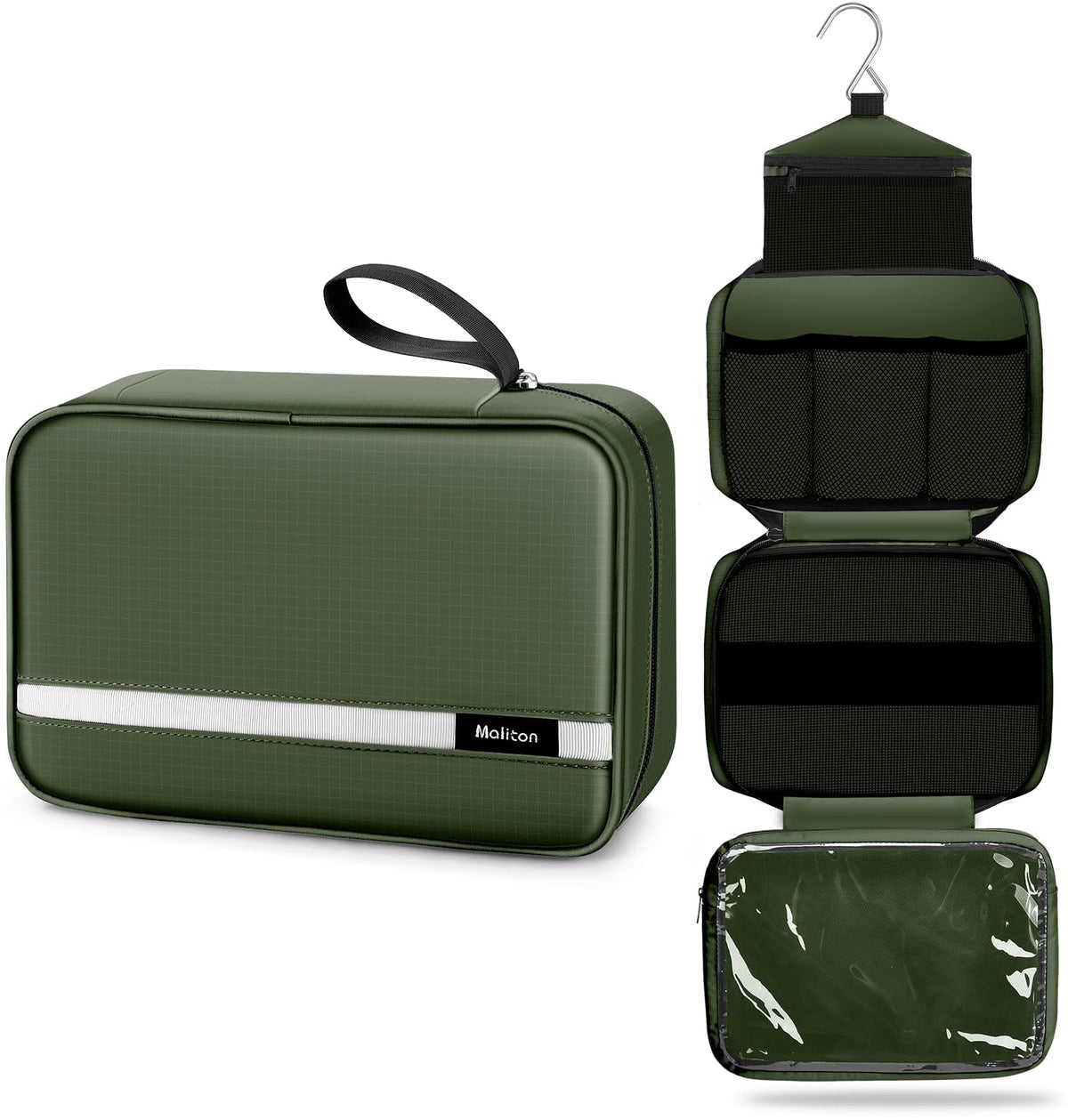 Maliton Toiletry Bag for Men & Women Travel Toiletry Bag Hanging Toiletry Bag Hygiene Bag with 4 Compartments Waterproof Bathroom Shower Bag for Traveling(Black)