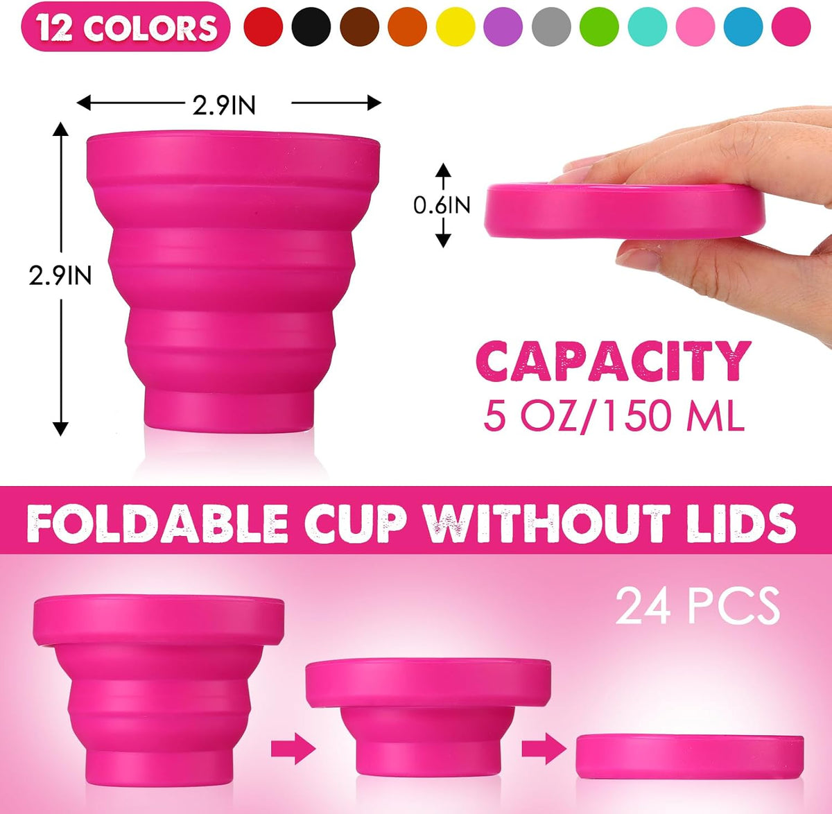 Umigy Silicone Collapsible Cup Without Lids Travel Portable Cup