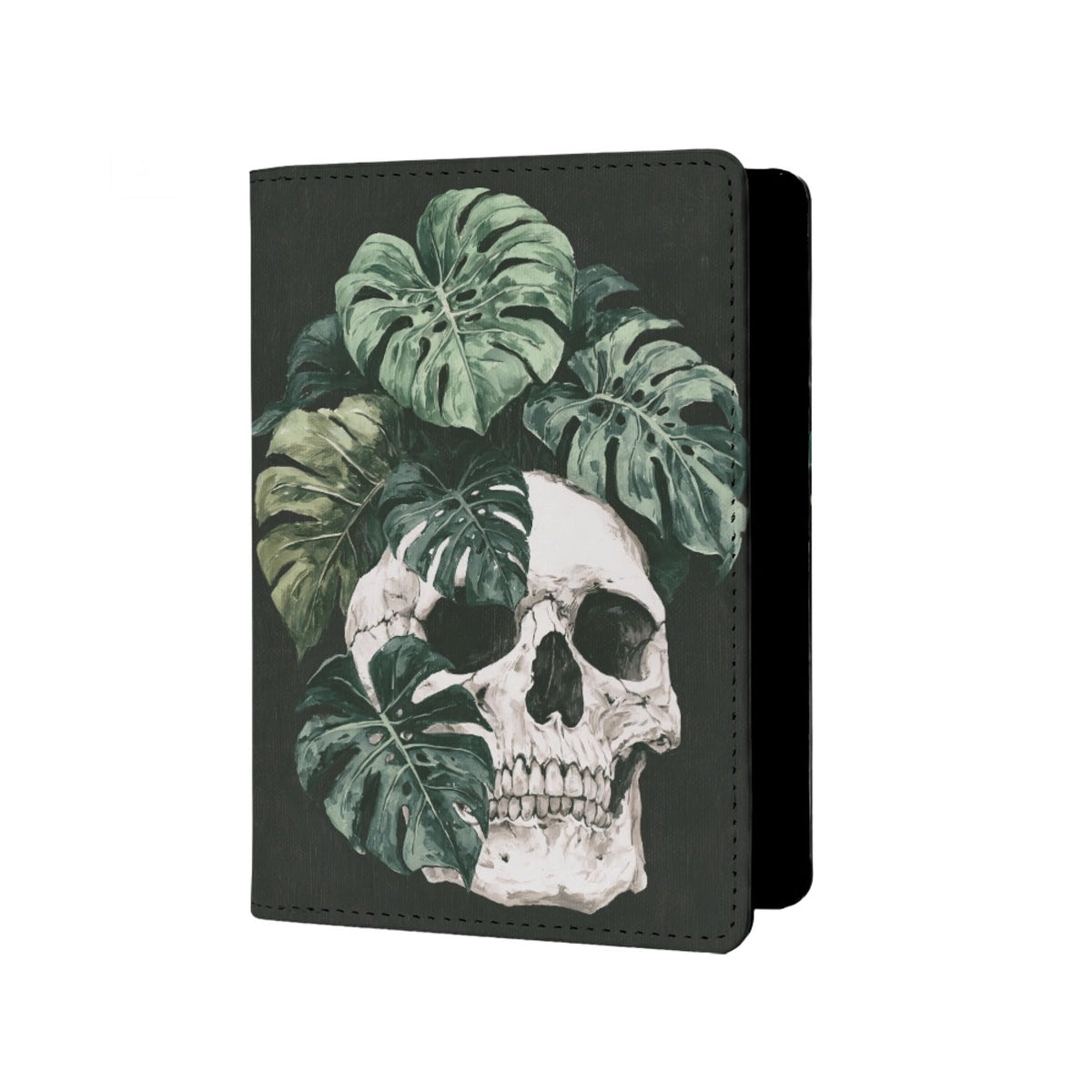 Mens Skull Passport Cover for Travel PU Leather Skeleton Passport Holder Protector with Credit Card Slots Passport Holder Purple White Black Onesize
