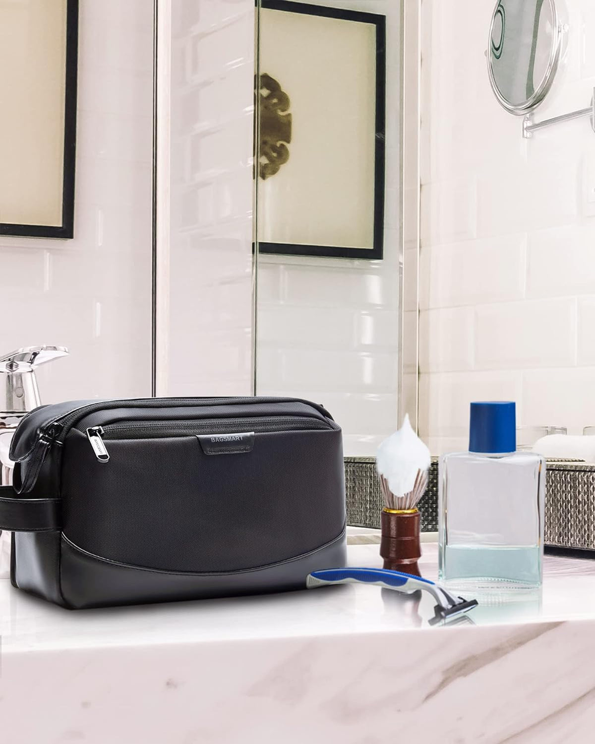 BAGSMART Toiletry Bag for Men, Large Travel Toiletry Organizer, Dopp Kit Water-resistant Shaving Bag for Toiletries Accessories - Black