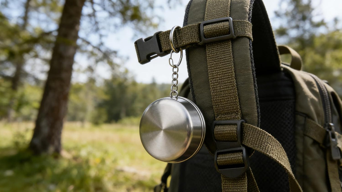 8.45 oz Stainless Steel Collapsible Travel Cup with Keychain Folding Camping Mug 250 ml
