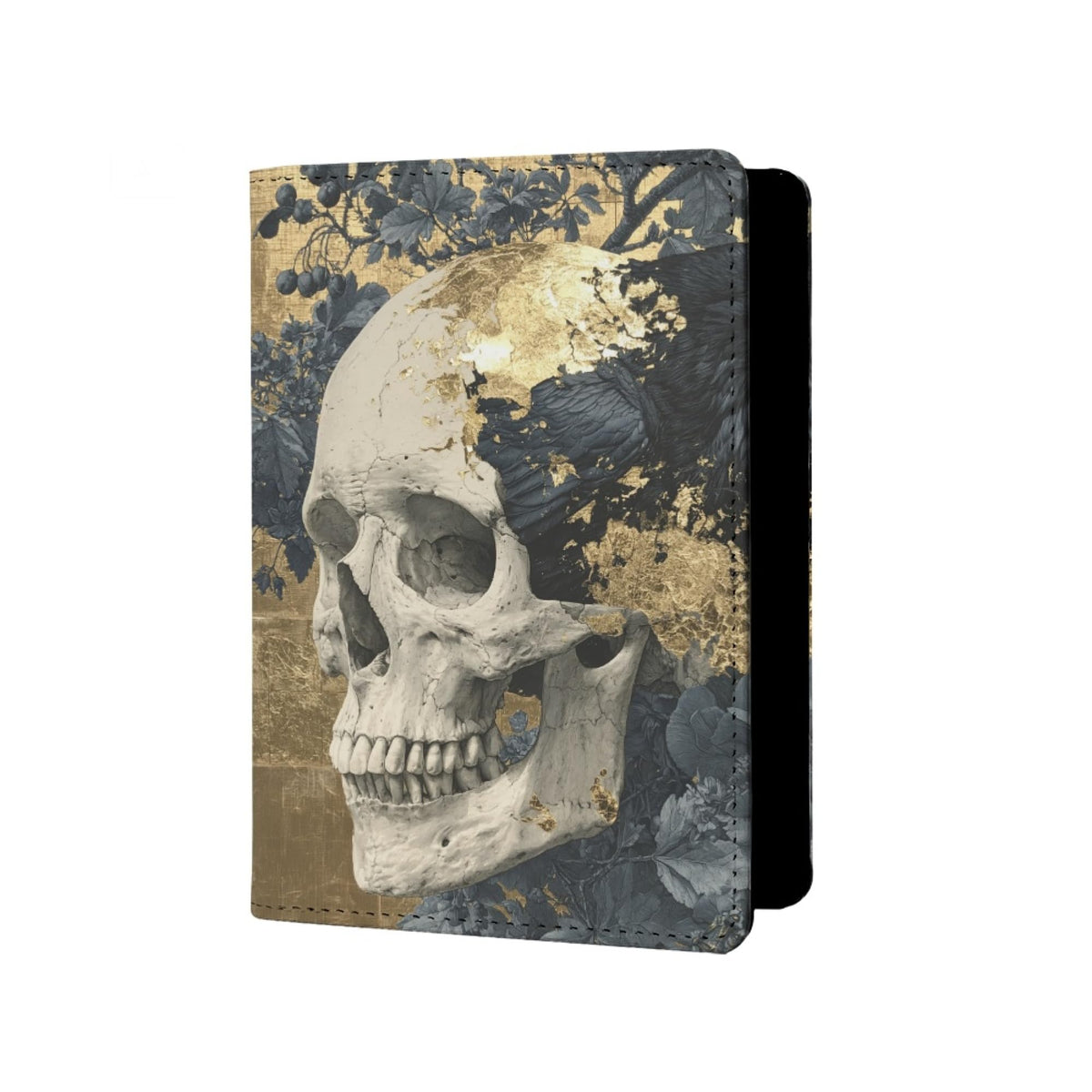 Mens Skull Passport Cover for Travel PU Leather Skeleton Passport Holder Protector with Credit Card Slots Passport Holder Purple White Black Onesize
