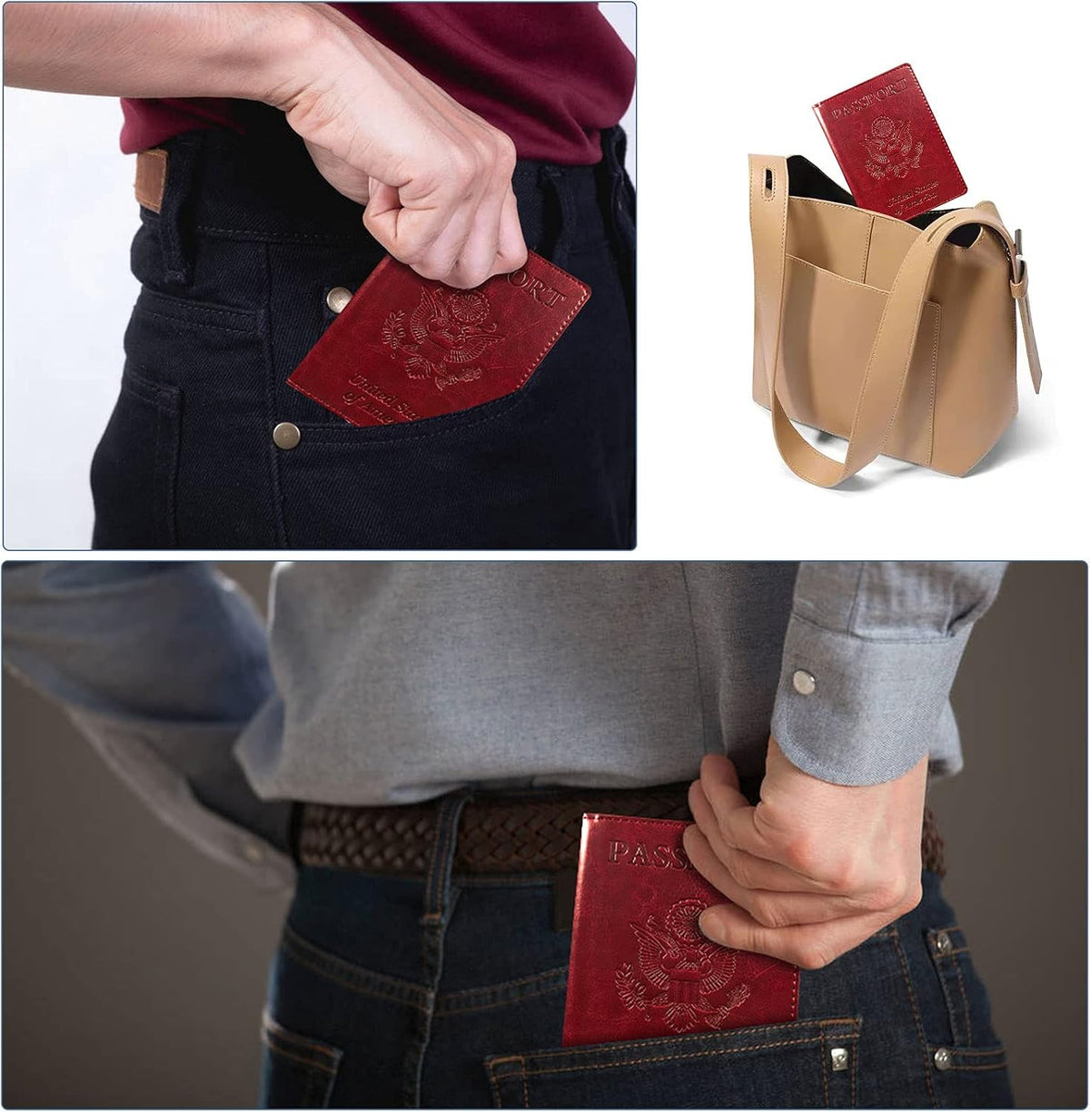 Passport Holder Wallet Cover Case RFID Blocking Slot Travel Accessories