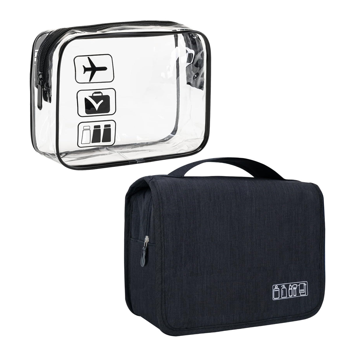 Lcsmaokin Large Capacity Toiletry Bag Travel Bag with Hanging Hook for Men and Women Waterproof Travel Cosmetic Bag Bathroom Storage Bag for Brushes Set,Full-Sized Shampoo,Toiletries,Accessories-Black