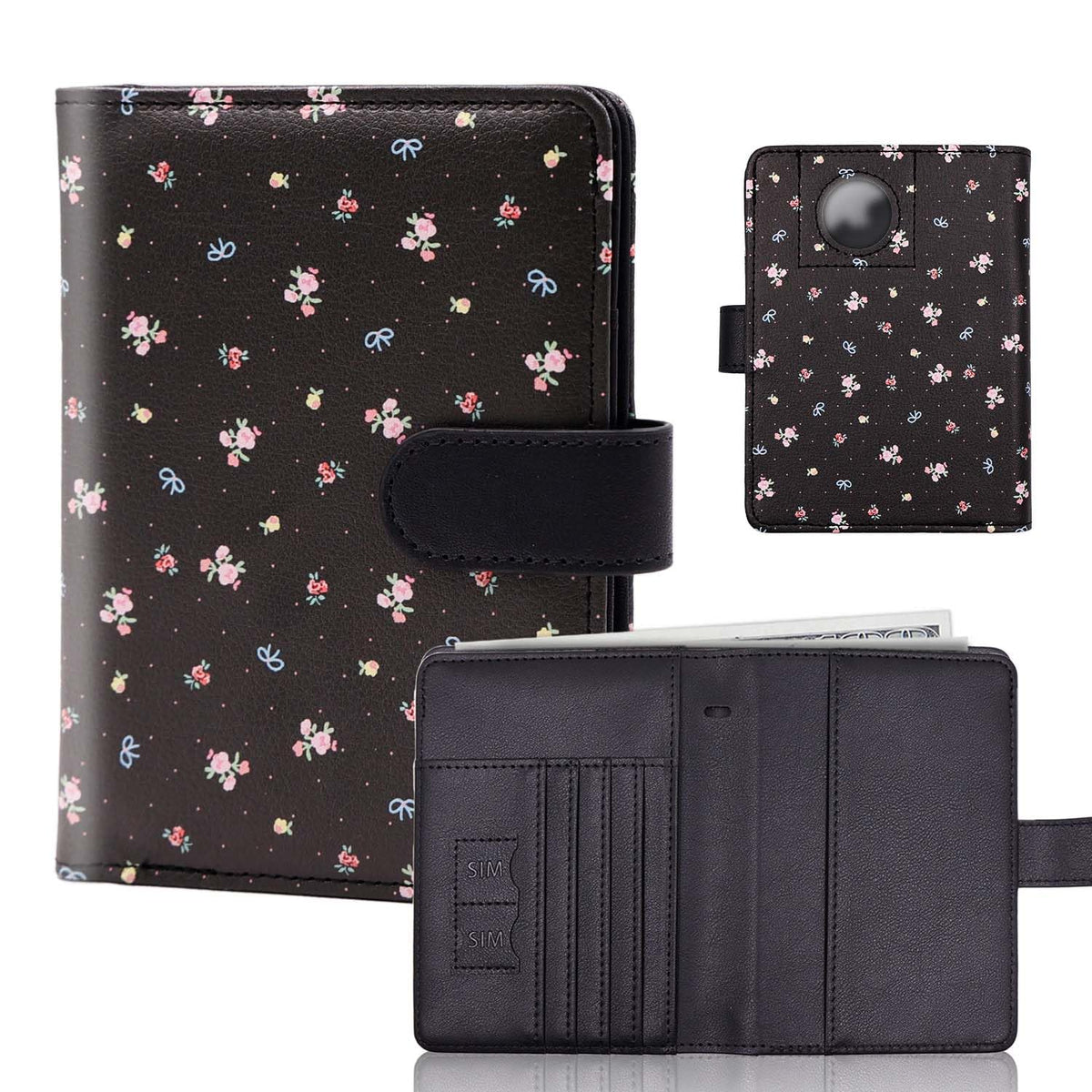 Melsbrinna Rfid Passport Holder for Travel women/Men, Cute Passport Wallet Rfid Blocking Card Slots, Rfid Passport Cover/CaseTravel Wallet, Passport Book Holder (1, Black)