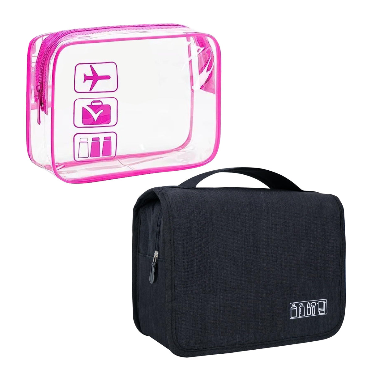 Lcsmaokin Large Capacity Toiletry Bag Travel Bag with Hanging Hook for Men and Women Waterproof Travel Cosmetic Bag Bathroom Storage Bag for Brushes Set,Full-Sized Shampoo,Toiletries,Accessories-Black