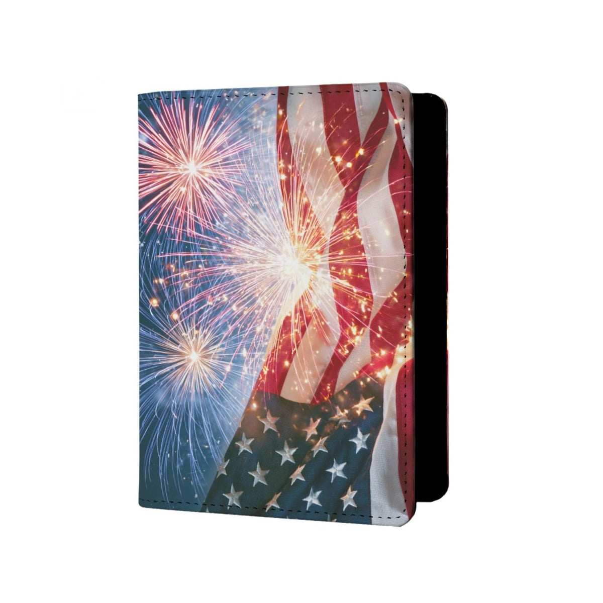 Mens Distressed USA Flag Passport Holder for Travel Womens American Flag Passport Cover Protector with Credit Card Slots Black Brown Orange Onesize