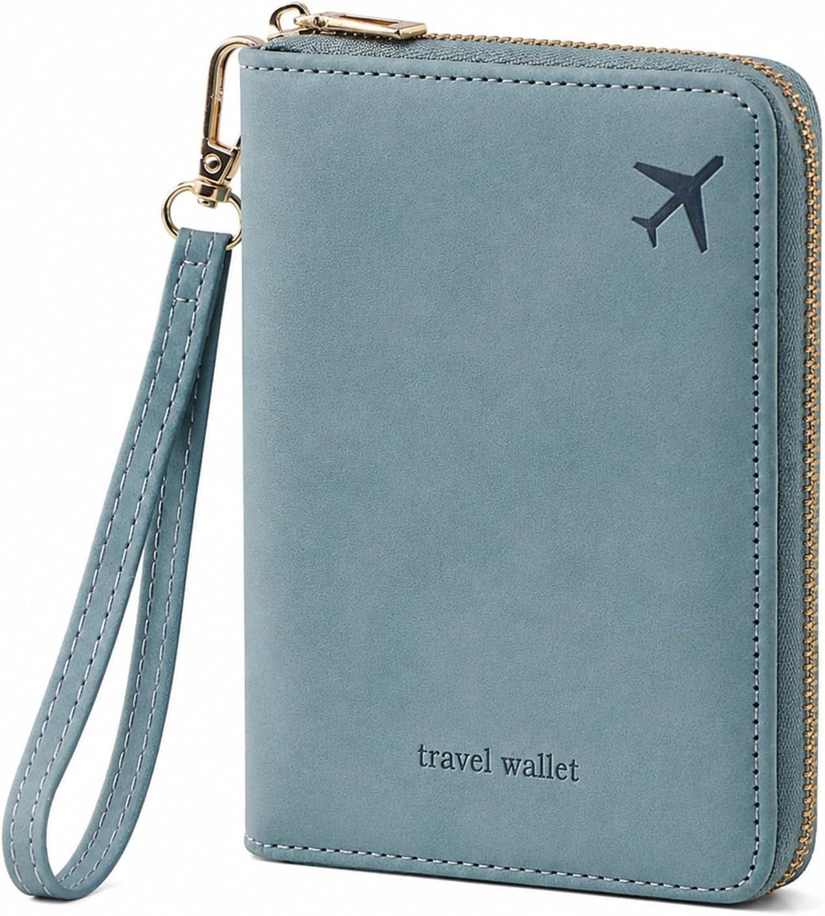 Travel Wallet Passport Holder, RFID Blocking Passport Cover with Zipper, Multi Compartment Travel Documents Organizer, Passport Book Protector with Card Slot, Passport Case for Women,Men,Family