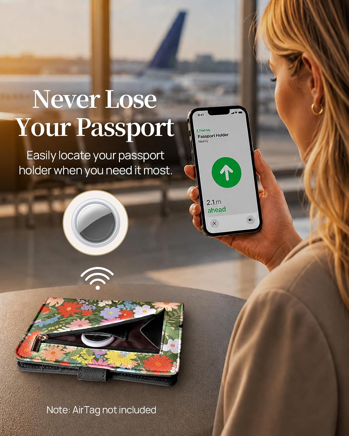 Slohif RFID Blocking Passport Holder with Hidden Tracker Slot Playful Cat