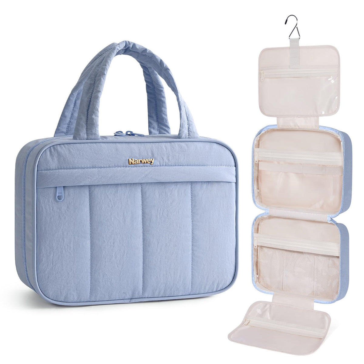 Narwey Hanging Toiletry Bag for Women, Travel Makeup Cosmetic Organizer Bag