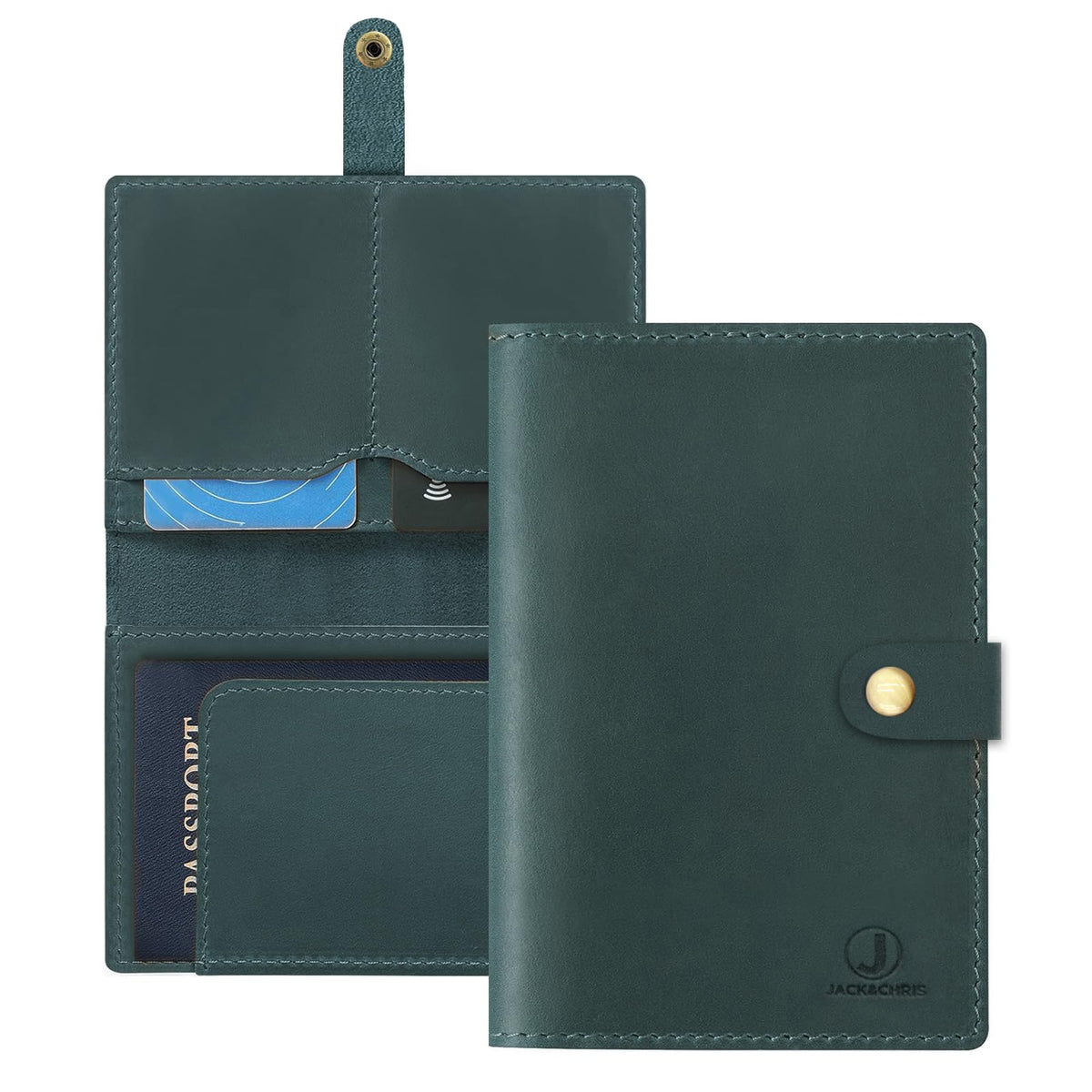 Jack&Chris Leather Passport Holder, Handmade Passport cover, Travel Wallet Cover Case for Men and Women, Leather Travel Documents Organizer Protector, JC107