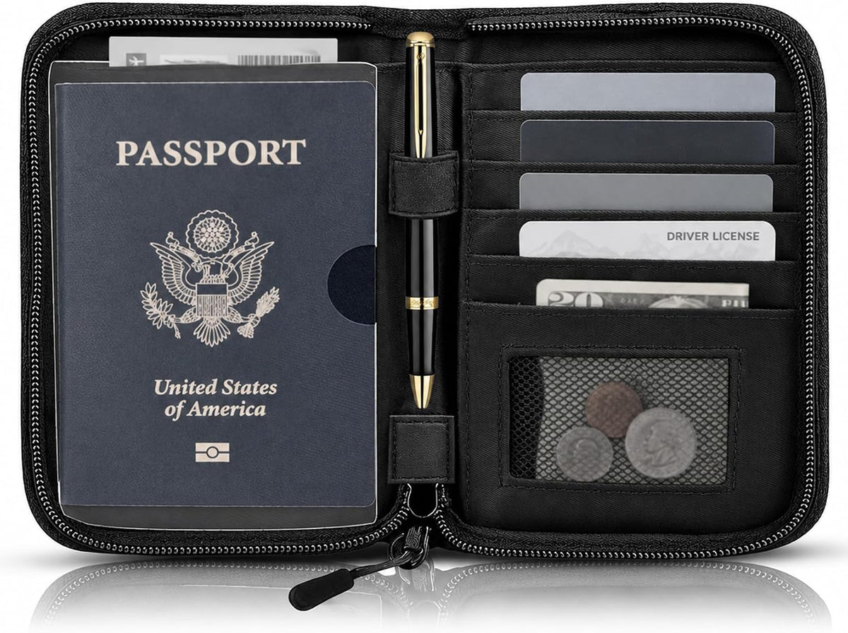 Passport Holder for Travel, RFID Blocking Wallet for Couples Men and Family