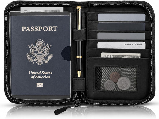 Passport Holder for Travel, RFID Blocking Wallet for Couples Men and Family