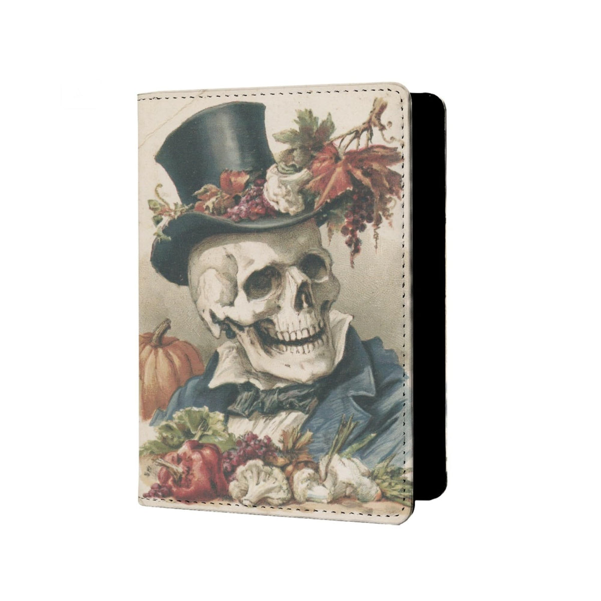 Mens Retro Skull Passport Holder for Travel Womens Skeleton Passport Cover Protector with Credit Card Slots Card Case Cover Black Orange Rainbow Onesize