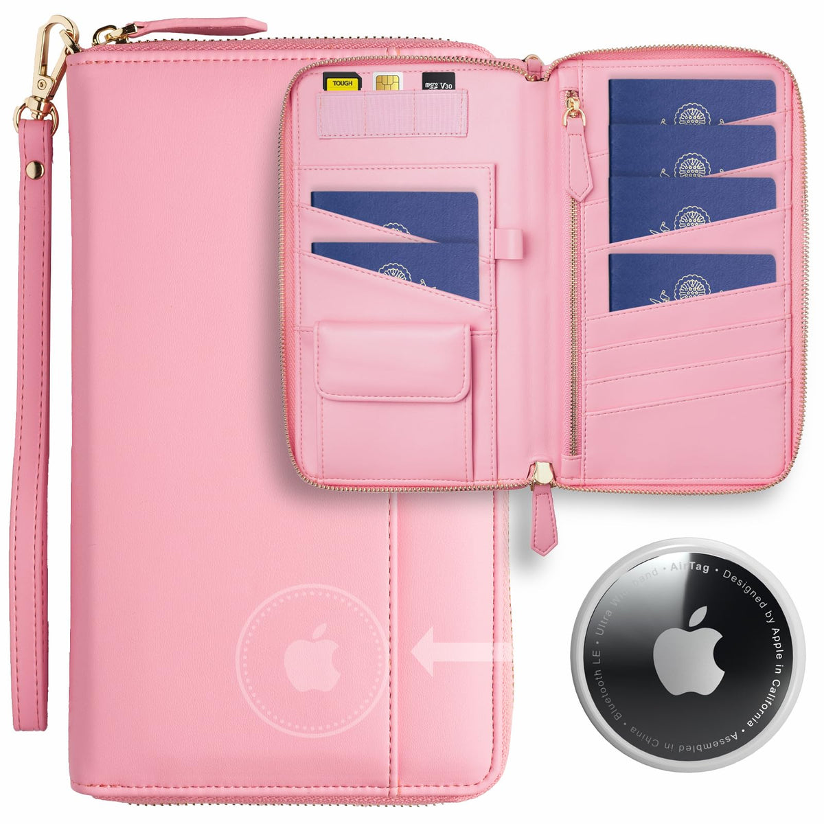 Travel Document Organizer - RFID Passport Wallet Case Family Holder Id Wristlet