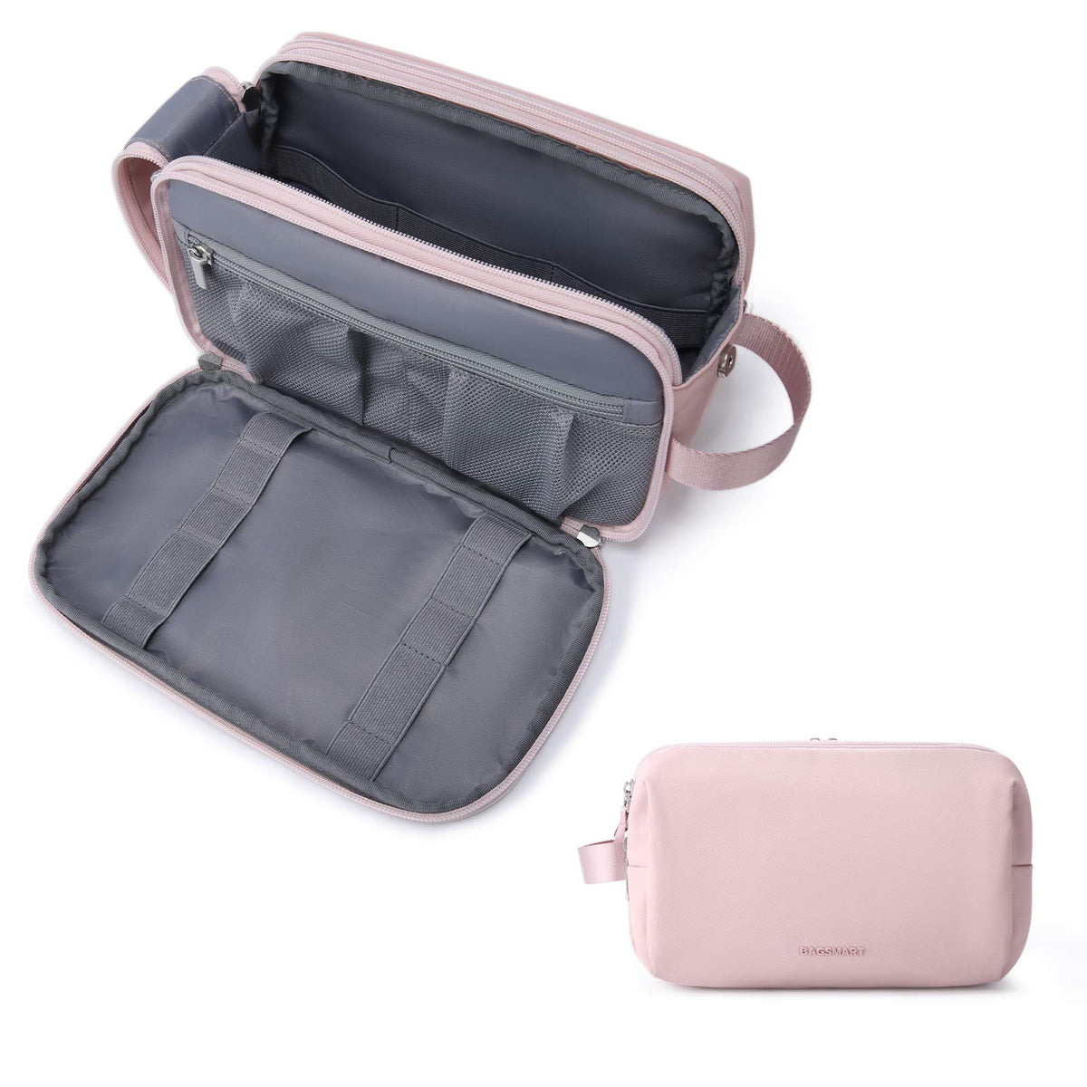 BAGSMART Toiletry Bag for Men, Travel Toiletry Organizer Dopp Kit Water-resistant Shaving Bag for Toiletries Accessories, Door Room Essentials,Navy Blue-medium