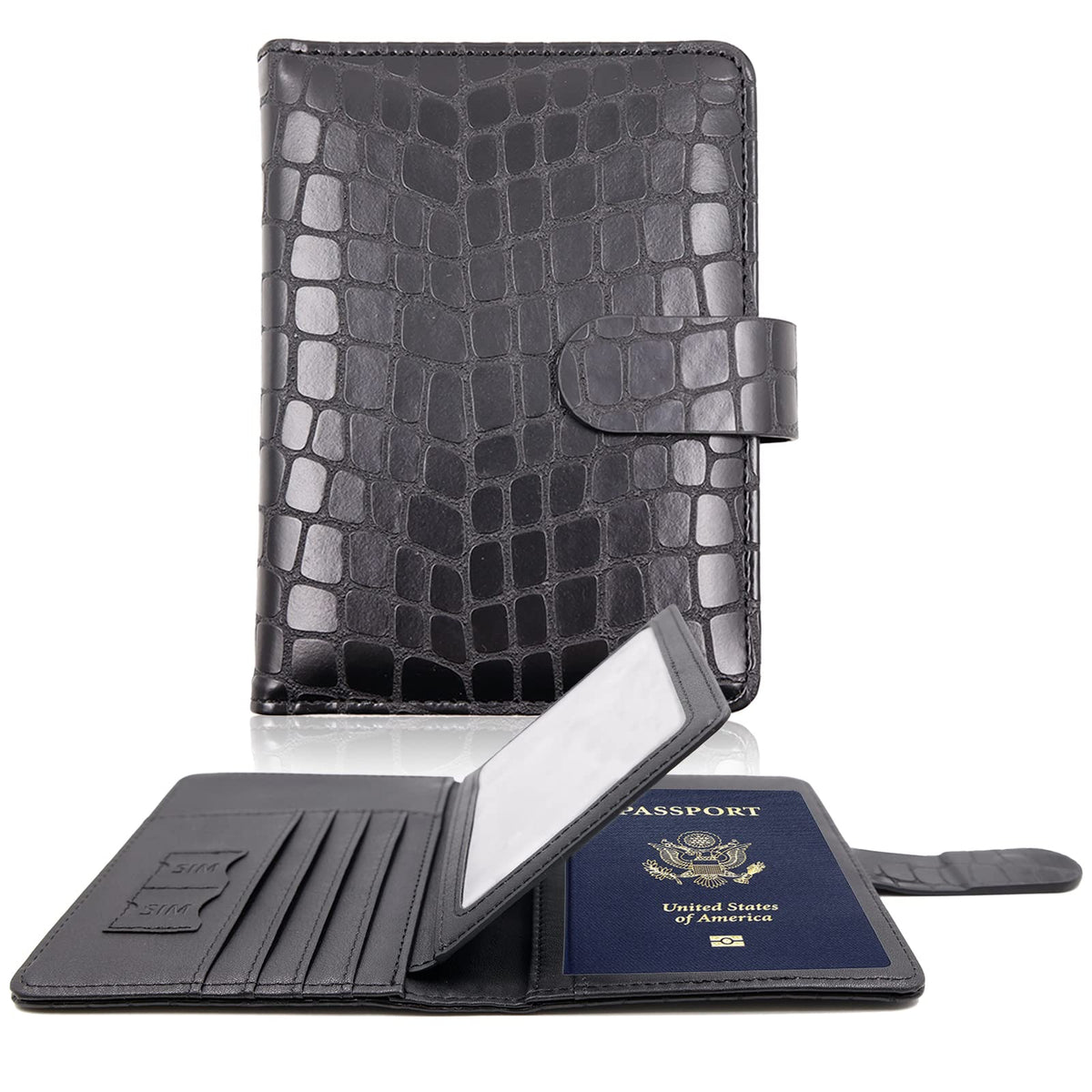 Melsbrinna Rfid Passport Holder for Travel women/Men, Cute Passport Wallet Rfid Blocking Card Slots, Rfid Passport Cover/CaseTravel Wallet, Passport Book Holder (1, Black)
