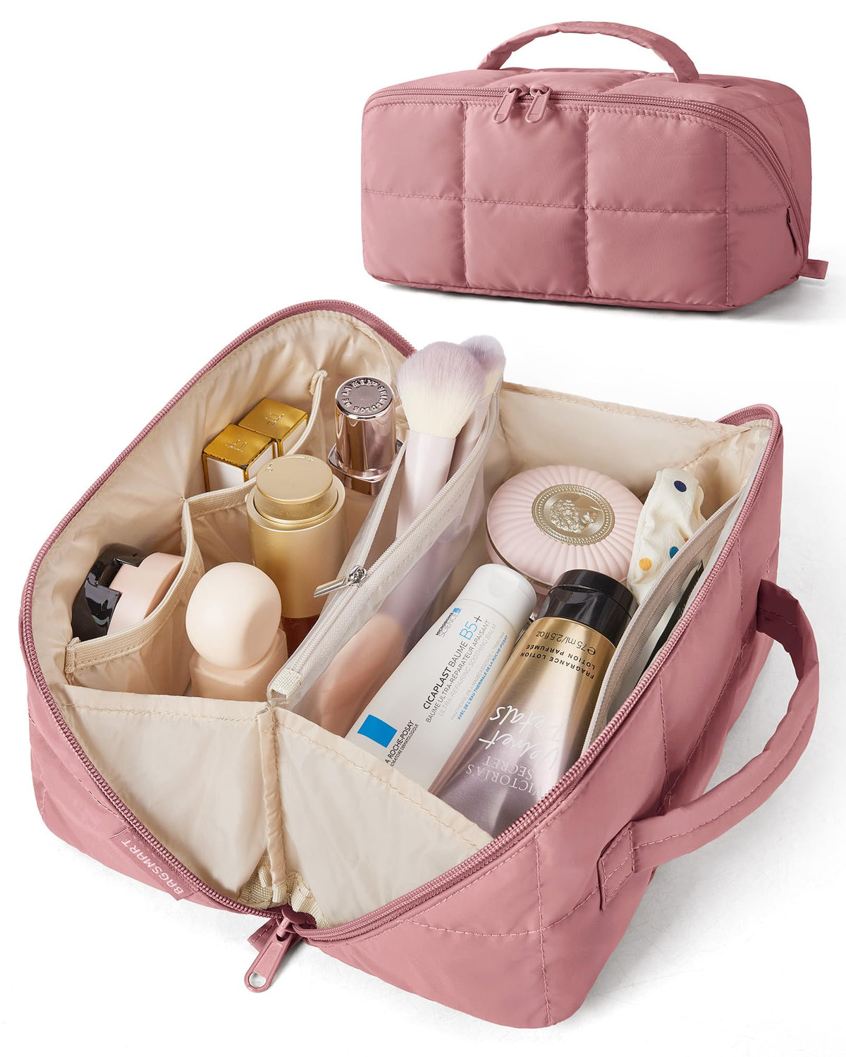 BAGSMART Easy-Access Makeup Bag, Water-Resistant Travel Toiletry Organizer